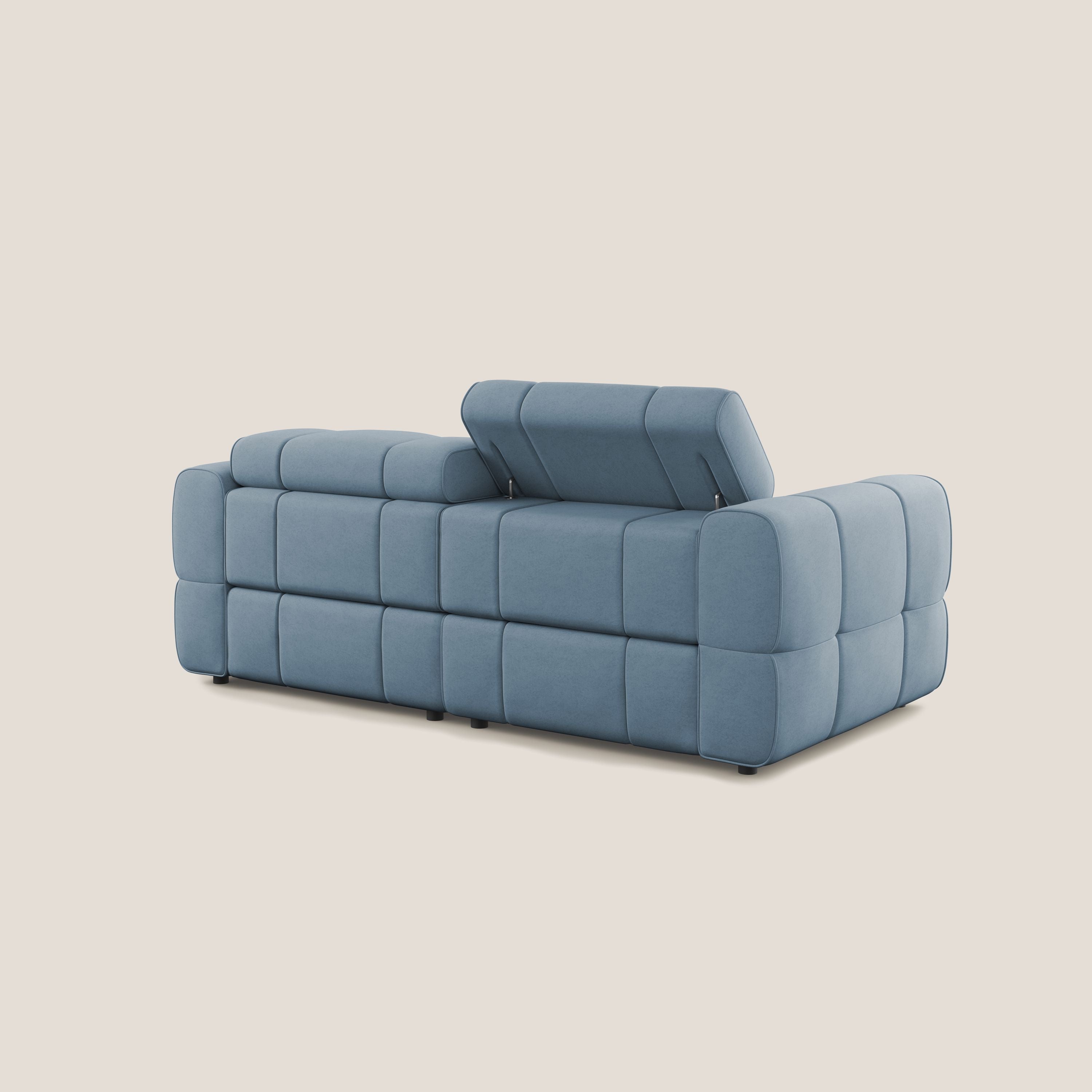Giotto Divano modulare con opzione relax elettrico in microfibra effetto velluto impermeabile T09 carta da zucchero - divani.store