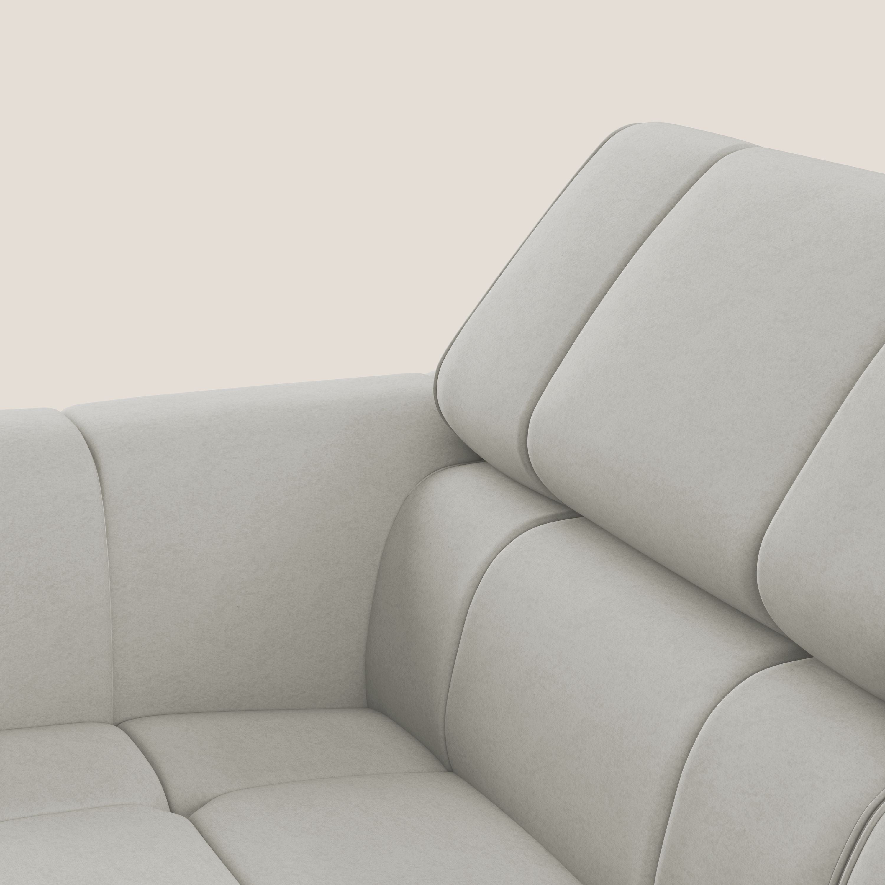 Giotto Divano modulare con opzione relax elettrico in microfibra effetto velluto impermeabile T09 panna - divani.store