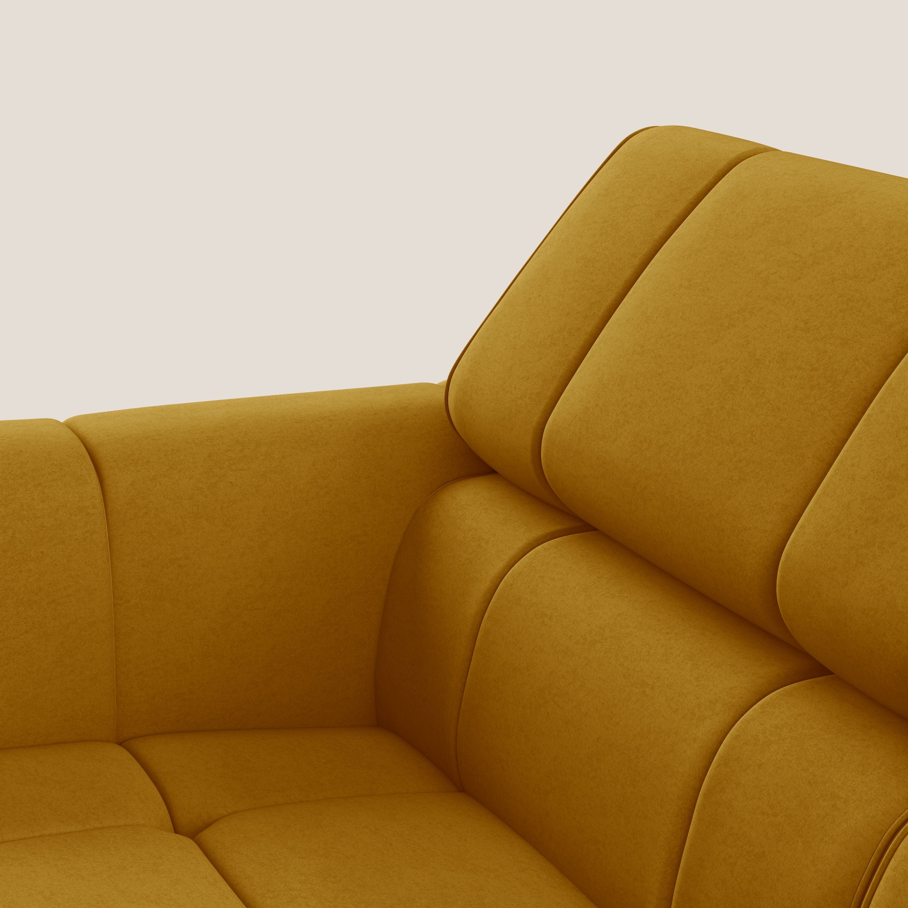 Giotto Divano con terminale e opzione relax elettrico in microfibra effetto velluto impermeabile T09 - divani.store