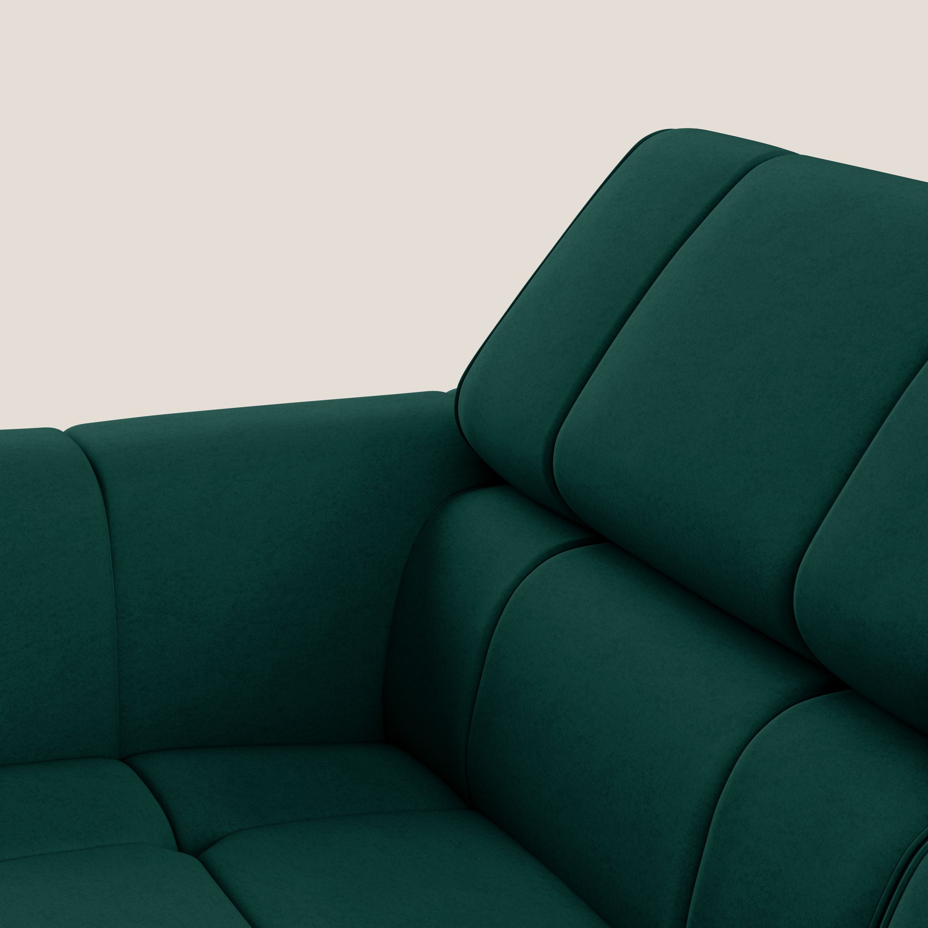 Giotto Divano modulare con opzione relax elettrico in microfibra effetto velluto impermeabile T09 verde - divani.store