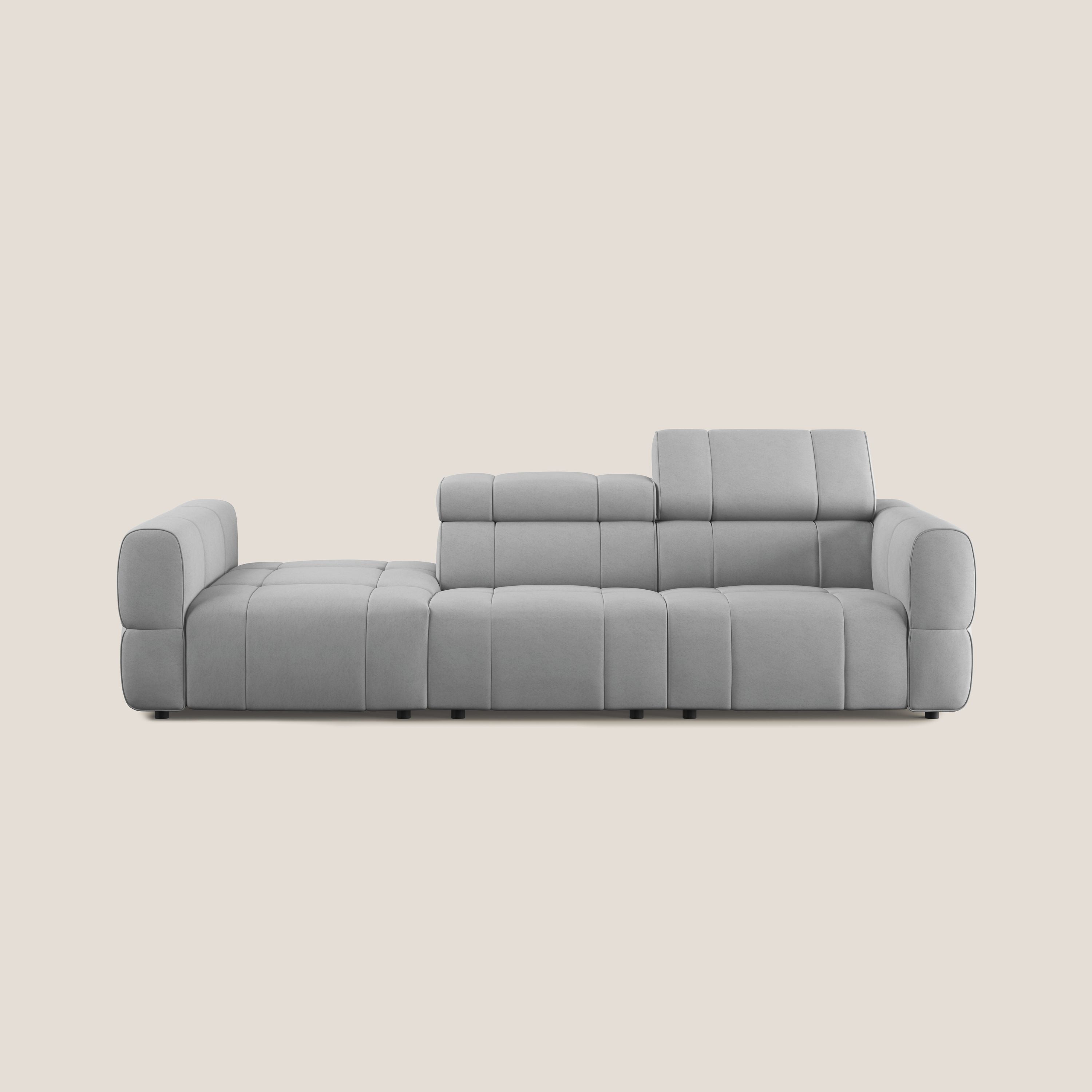 Giotto Divano con terminale e opzione relax elettrico in microfibra effetto velluto impermeabile T09 - divani.store