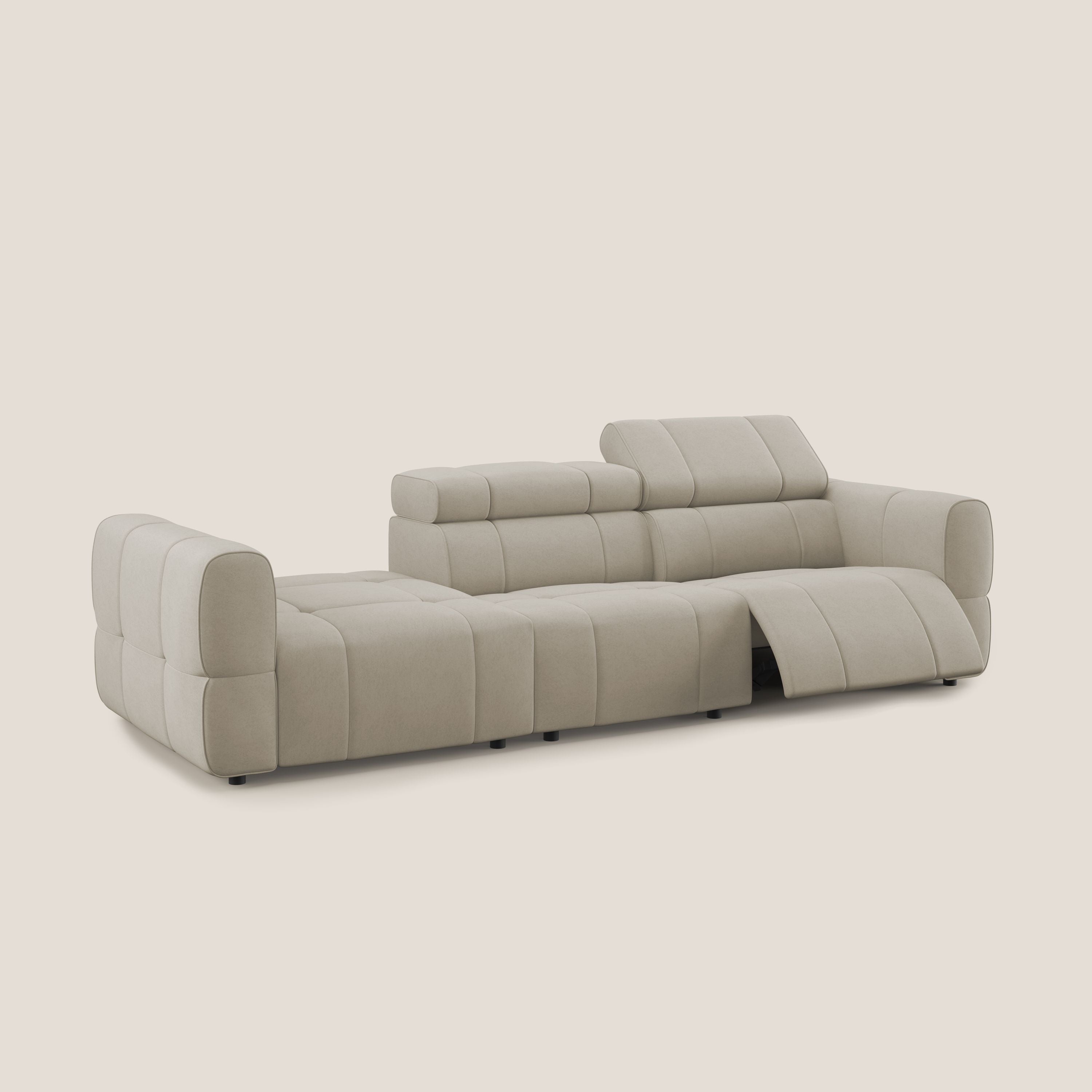 Giotto Divano con terminale e opzione relax elettrico in microfibra effetto velluto impermeabile T09 - divani.store