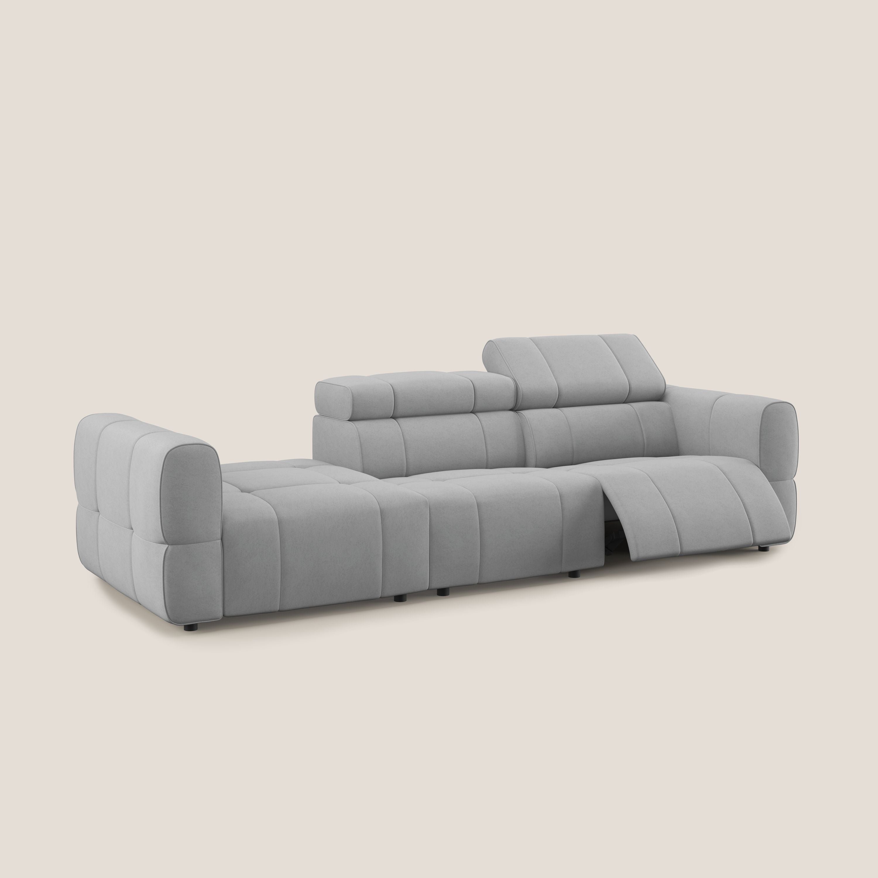 Giotto Divano con terminale e opzione relax elettrico in microfibra effetto velluto impermeabile T09 - divani.store