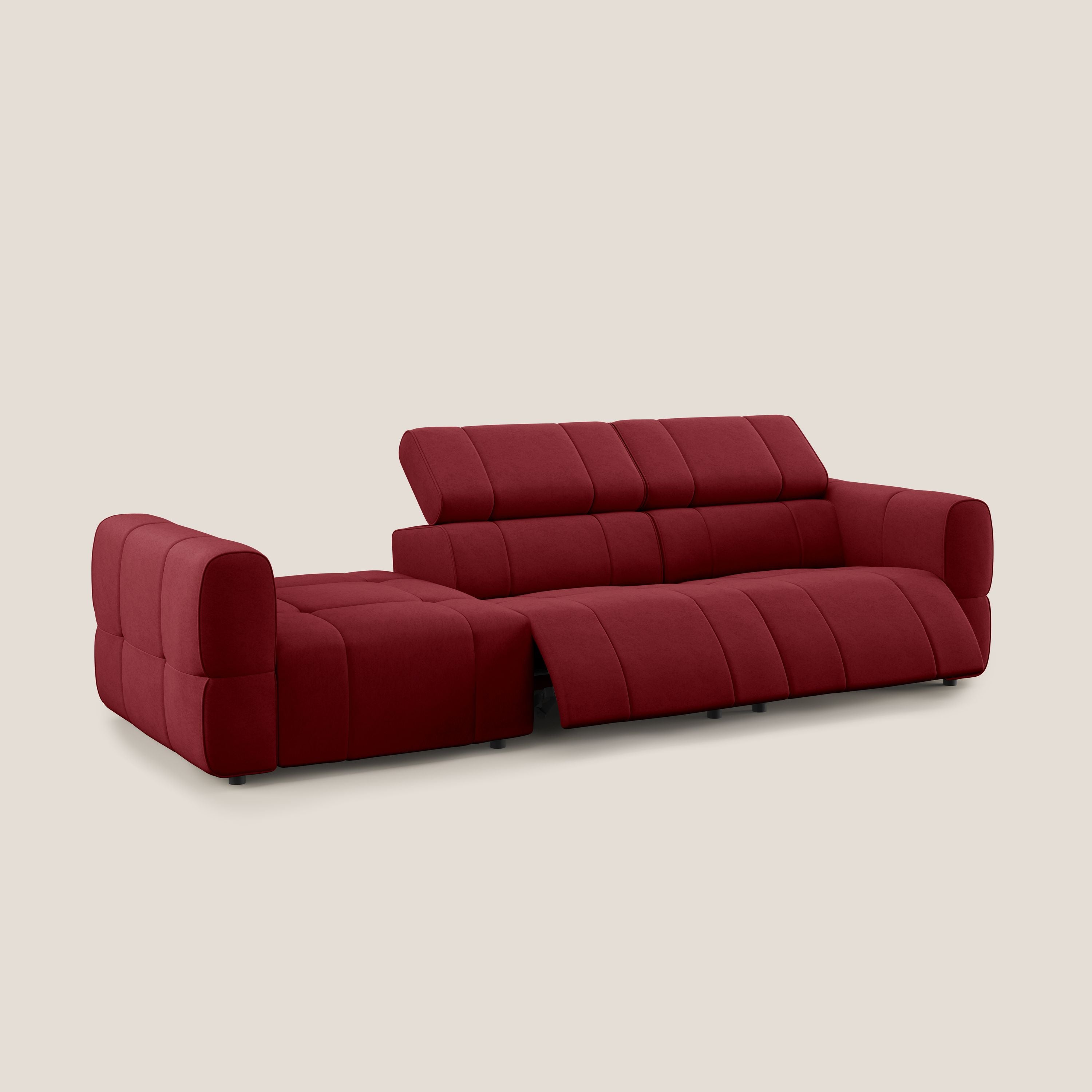 Giotto Divano con terminale e opzione relax elettrico in microfibra effetto velluto impermeabile T09 - divani.store