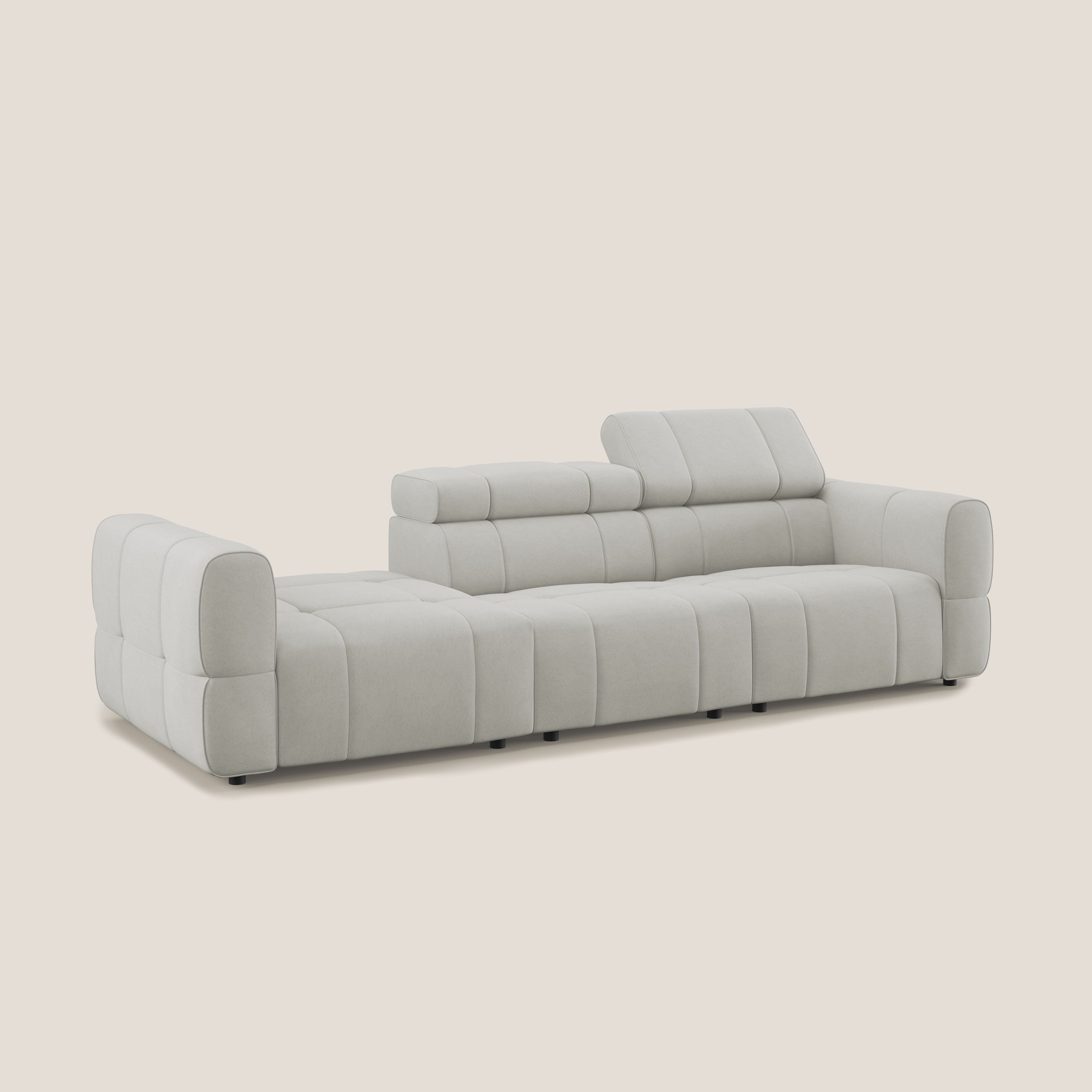 Giotto Divano con terminale e opzione relax elettrico in microfibra effetto velluto impermeabile T09 - divani.store