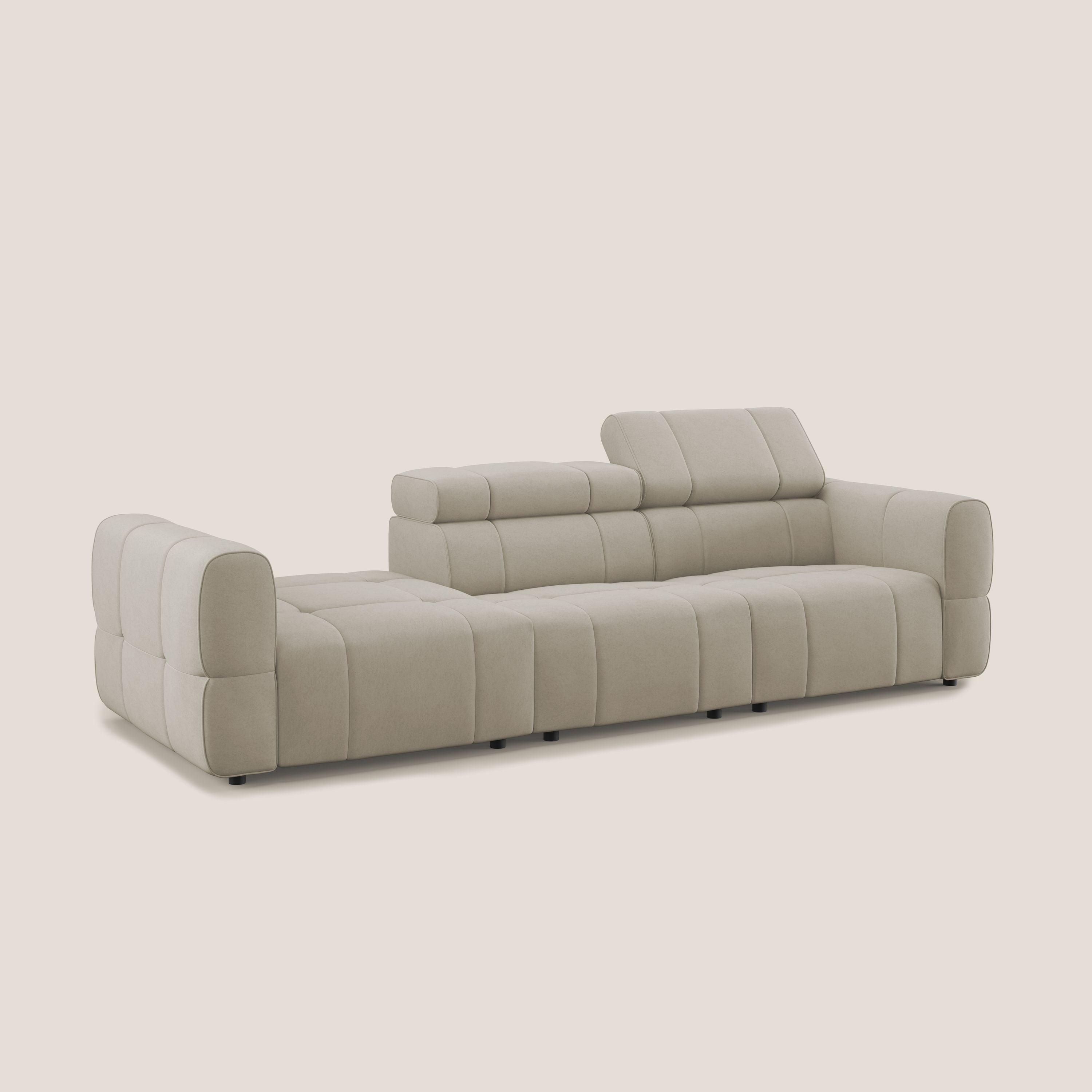 Giotto Divano con terminale e opzione relax elettrico in microfibra effetto velluto impermeabile T09 - divani.store
