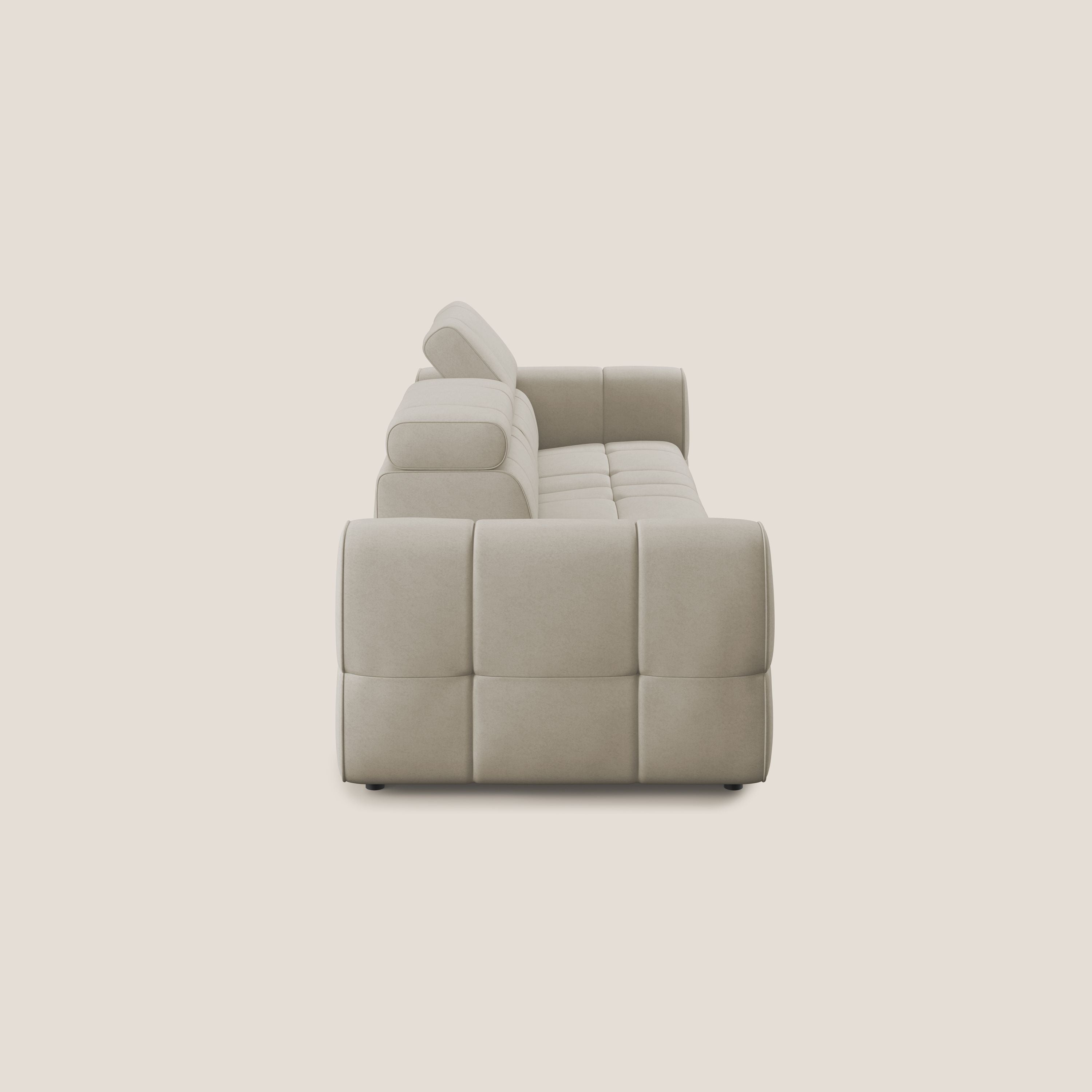Giotto Divano con terminale e opzione relax elettrico in microfibra effetto velluto impermeabile T09 - divani.store