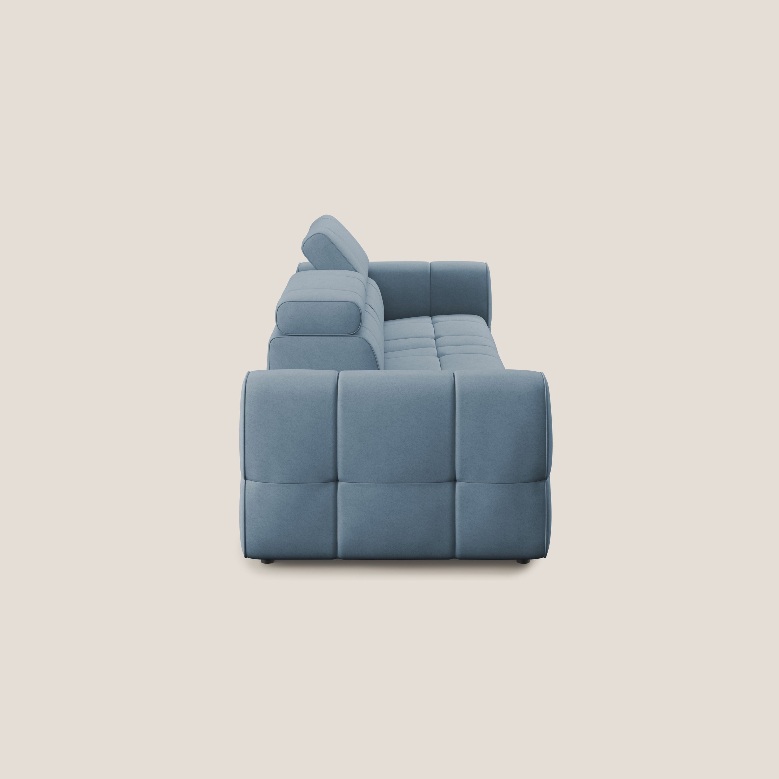 Giotto Divano con terminale e opzione relax elettrico in microfibra effetto velluto impermeabile T09 - divani.store