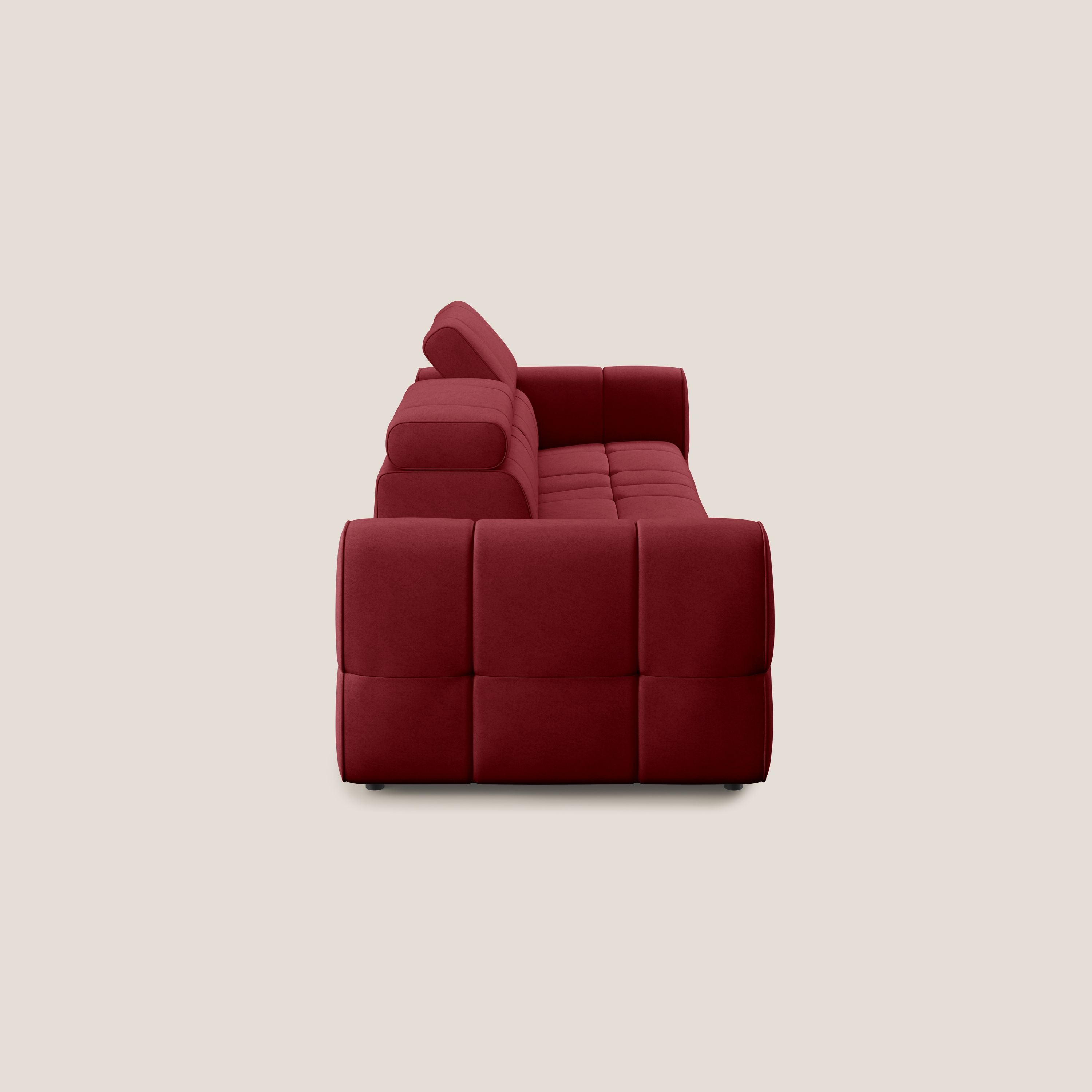 Giotto Divano con terminale e opzione relax elettrico in microfibra effetto velluto impermeabile T09 - divani.store