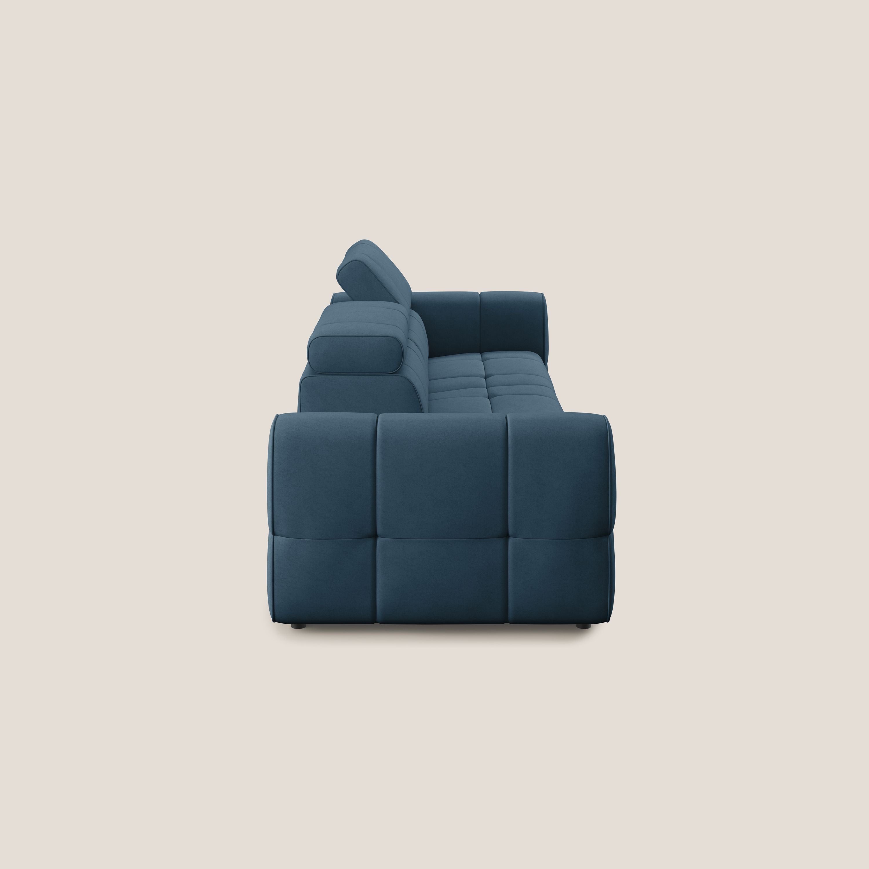 Giotto Divano con terminale e opzione relax elettrico in microfibra effetto velluto impermeabile T09 - divani.store
