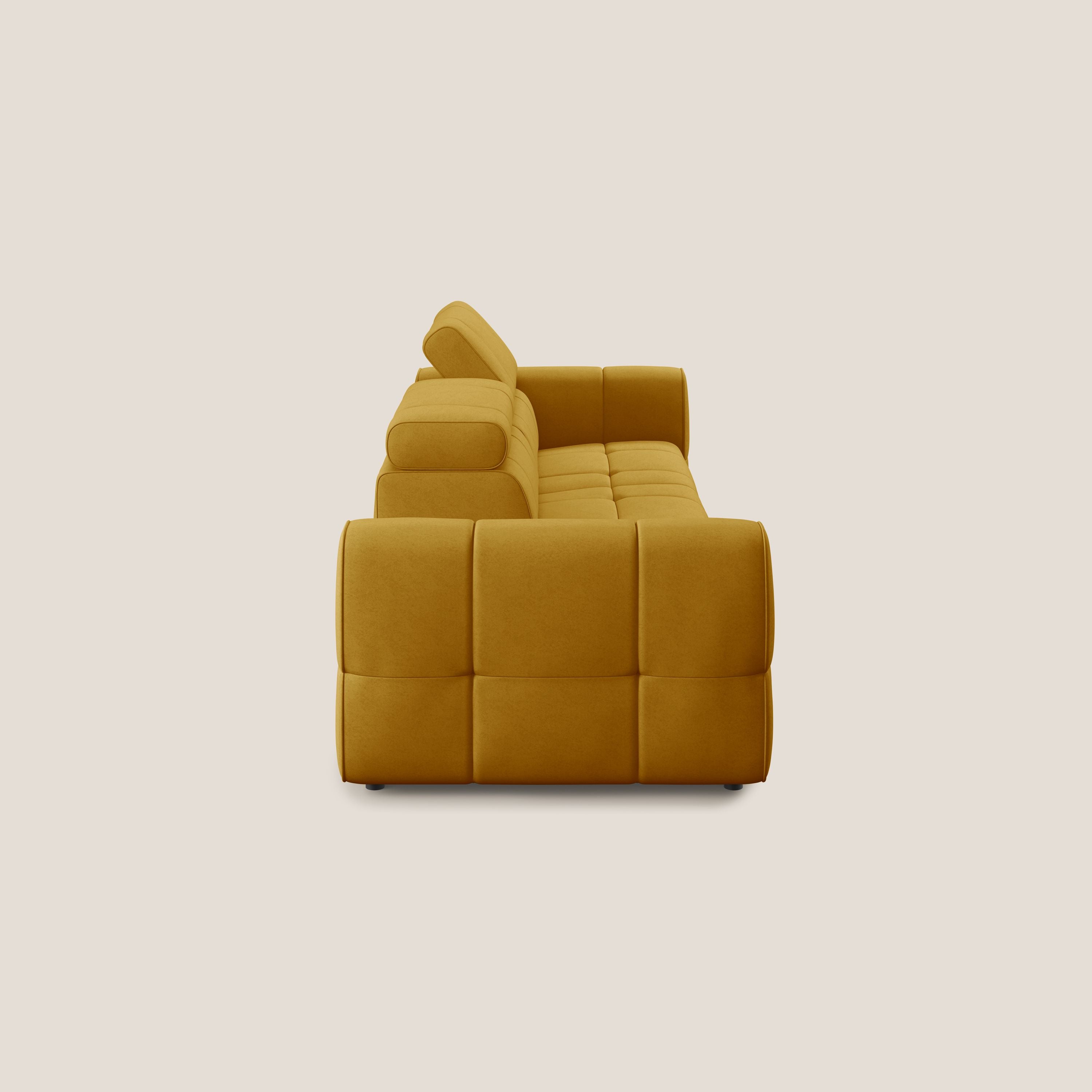 Giotto Divano con terminale e opzione relax elettrico in microfibra effetto velluto impermeabile T09 - divani.store