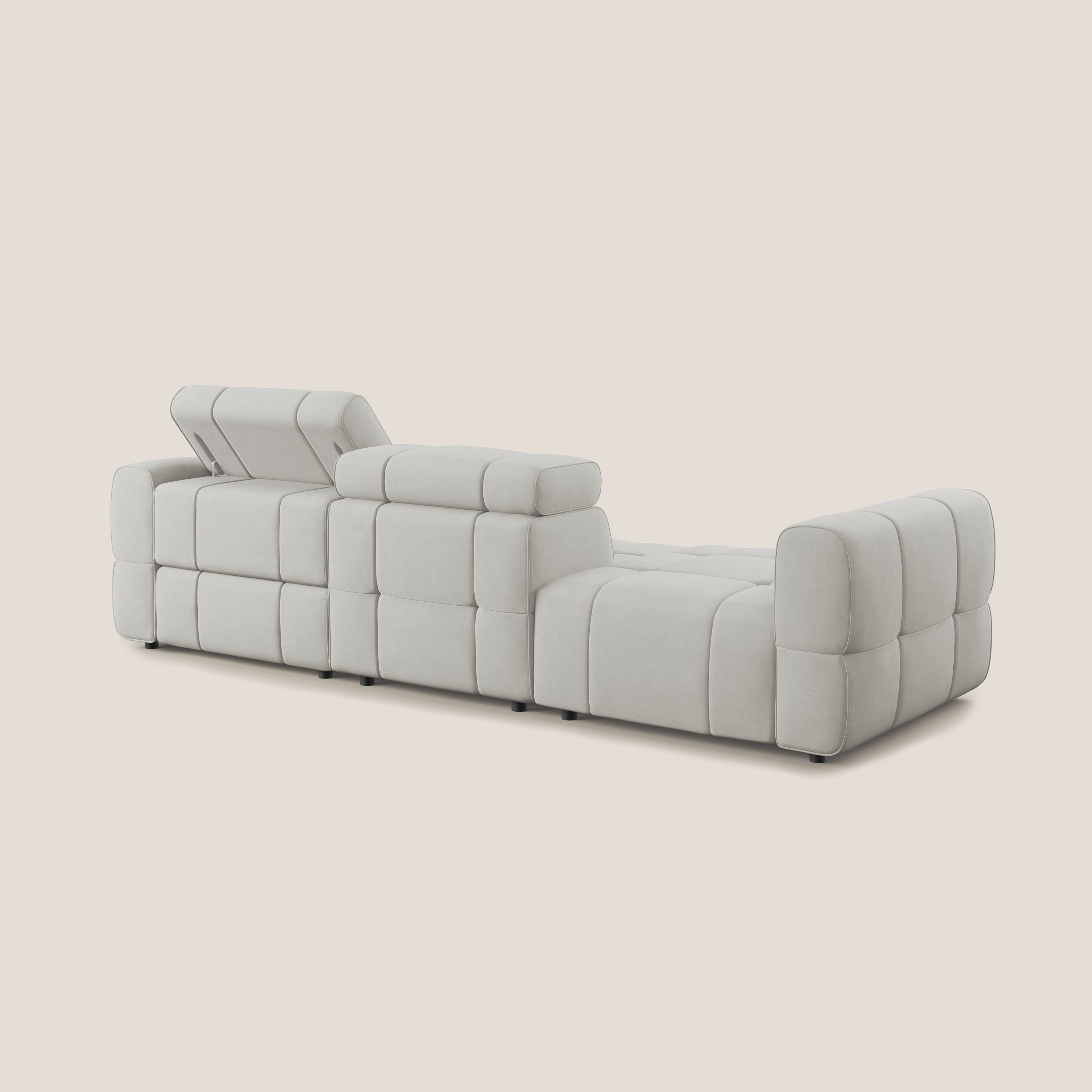 Giotto Divano con terminale e opzione relax elettrico in microfibra effetto velluto impermeabile T09 - divani.store
