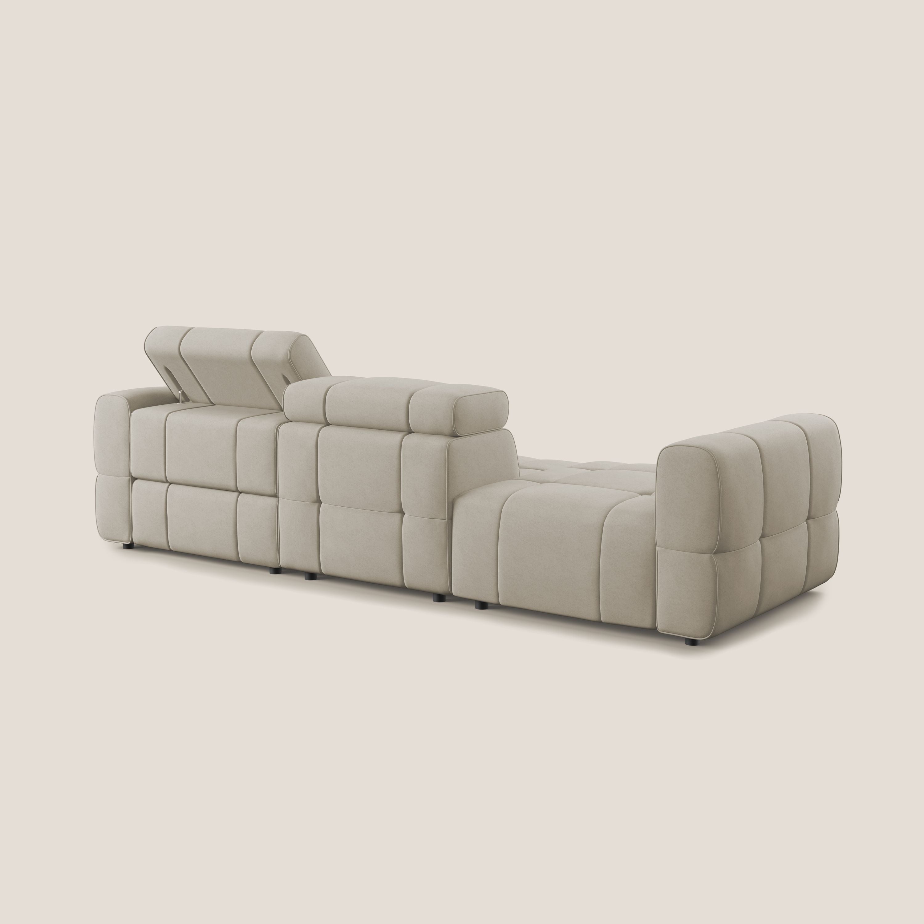 Giotto Divano con terminale e opzione relax elettrico in microfibra effetto velluto impermeabile T09 - divani.store