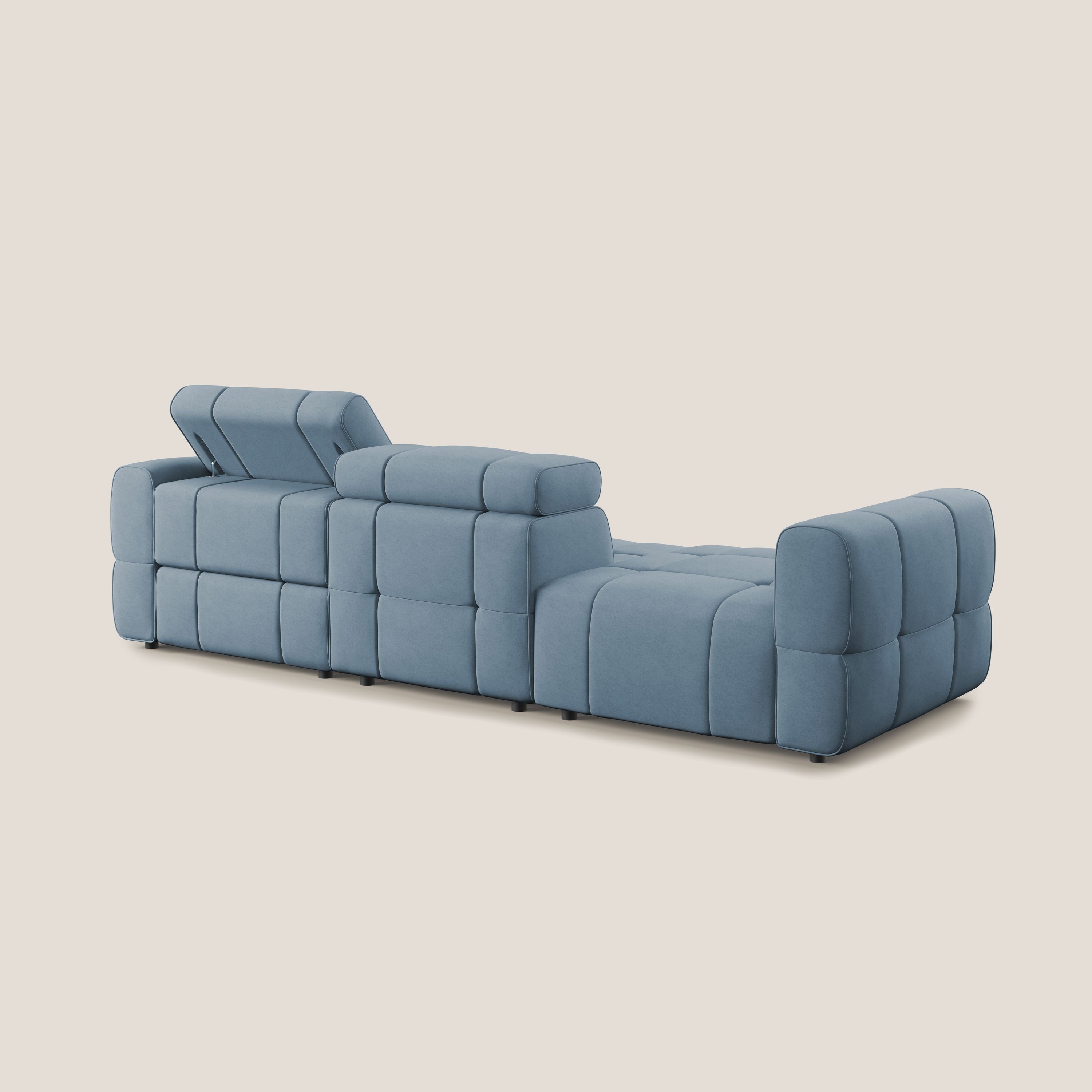 Giotto Divano con terminale e opzione relax elettrico in microfibra effetto velluto impermeabile T09 - divani.store