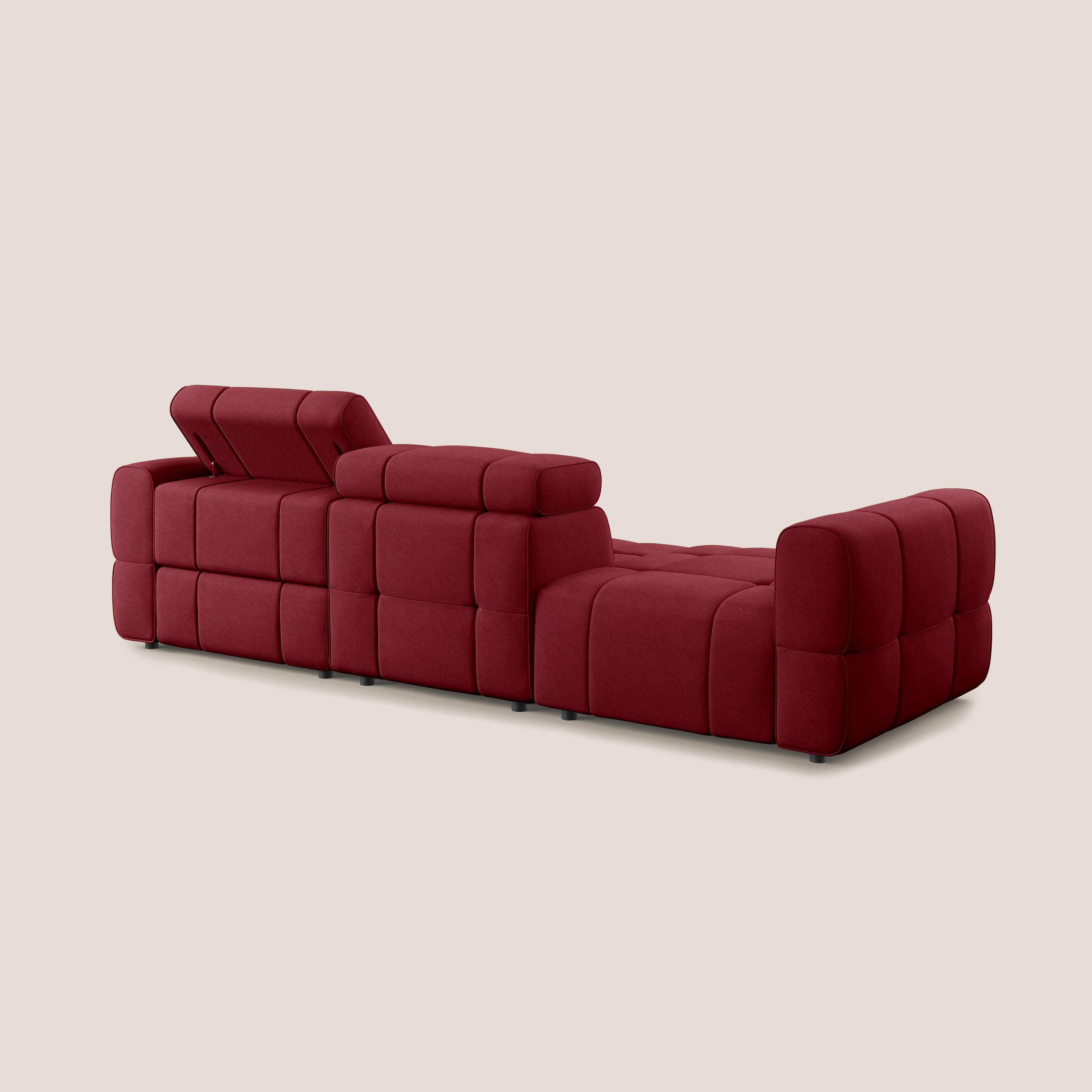 Giotto Divano con terminale e opzione relax elettrico in microfibra effetto velluto impermeabile T09 - divani.store