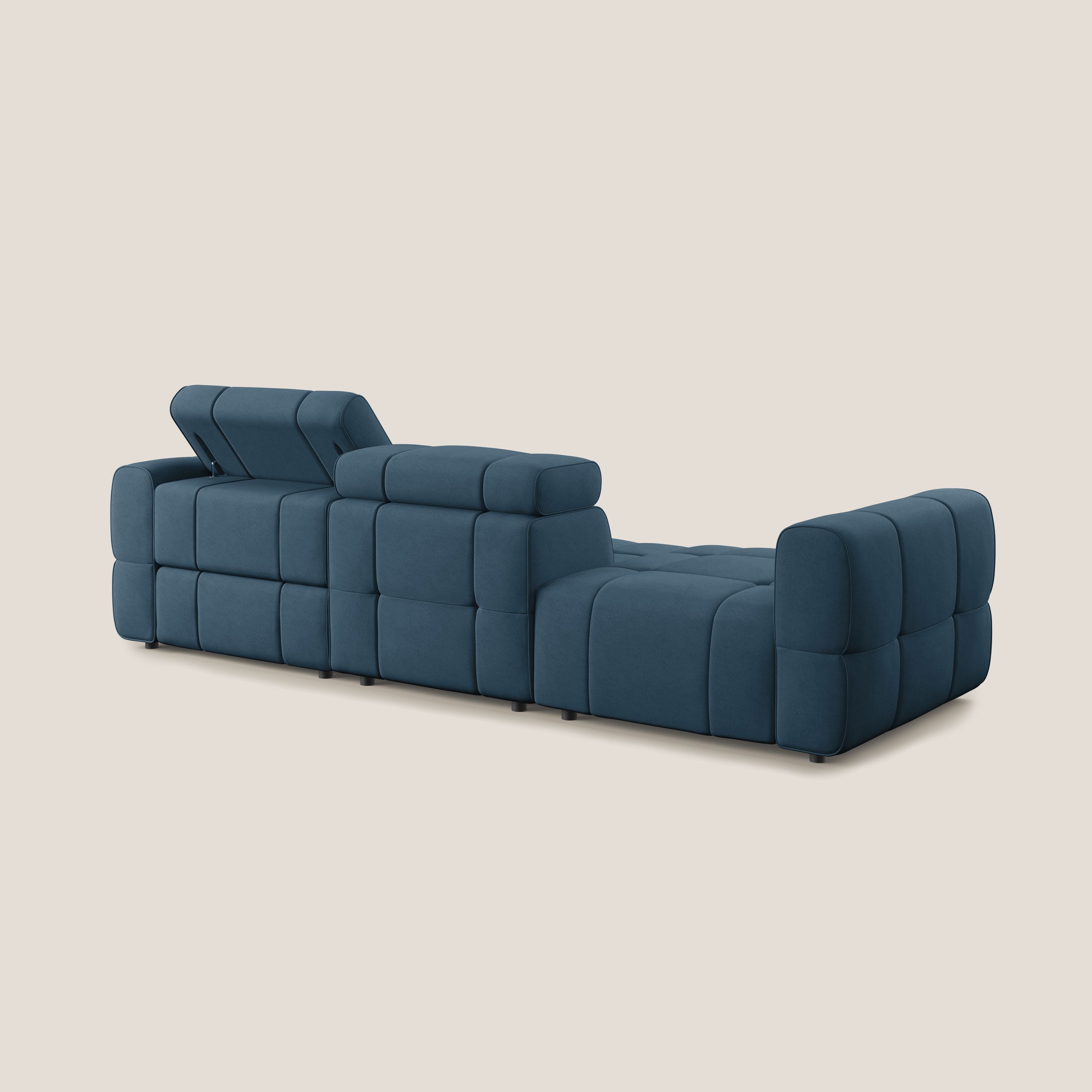 Giotto Divano con terminale e opzione relax elettrico in microfibra effetto velluto impermeabile T09 - divani.store
