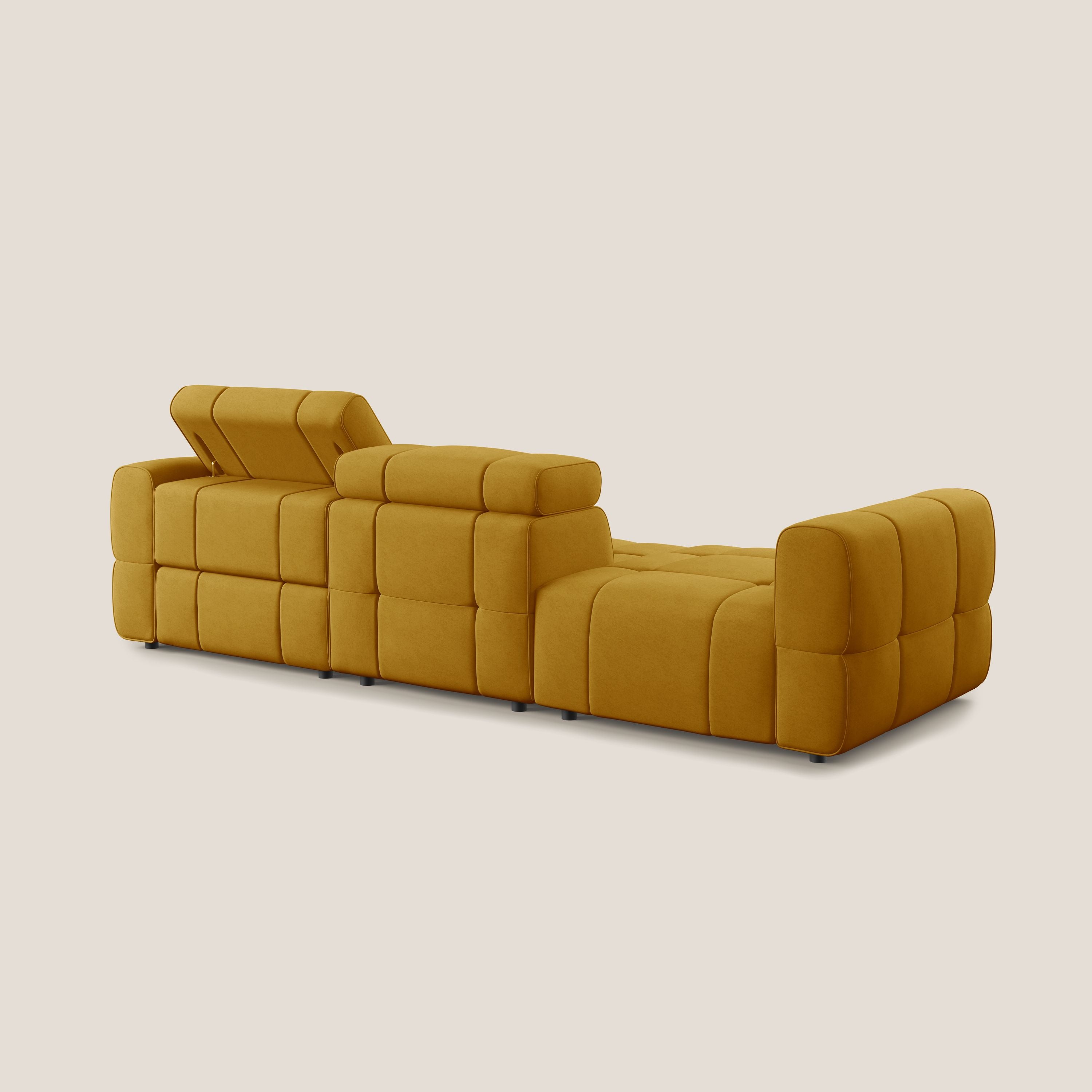 Giotto Divano con terminale e opzione relax elettrico in microfibra effetto velluto impermeabile T09 - divani.store
