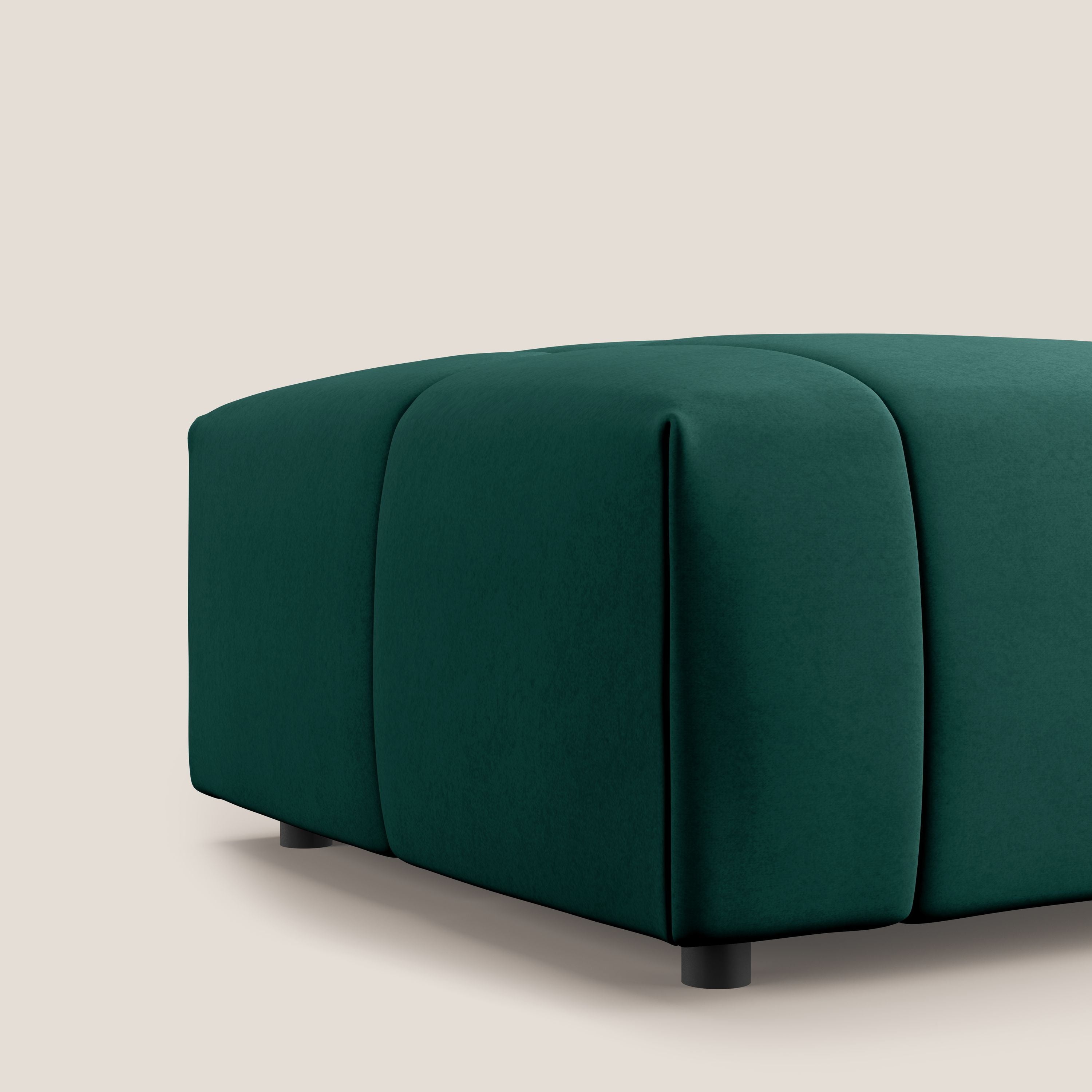 Giotto pouf in morbida microfibra effetto velluto impermeabile idrorepellente T09 verde - divani.store