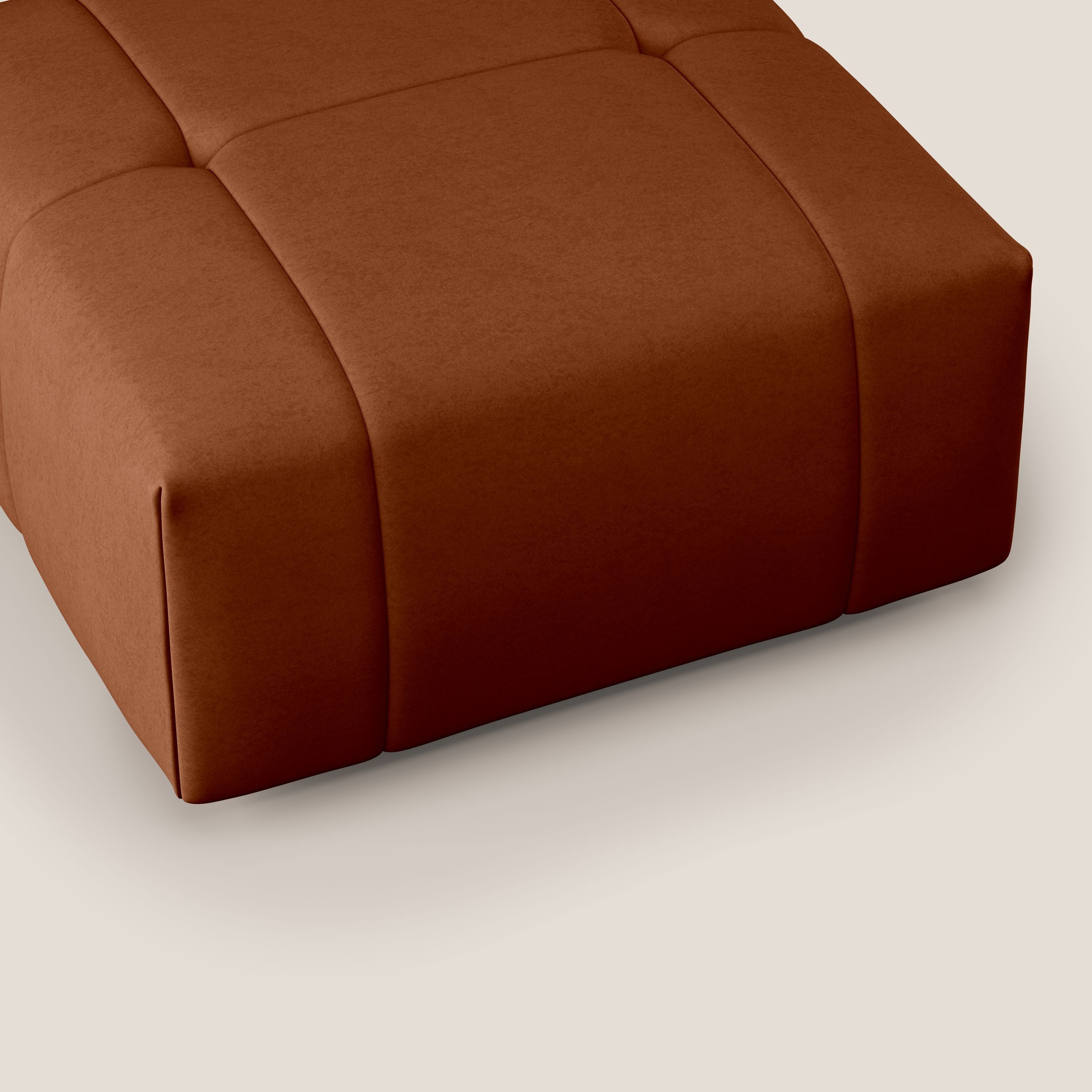 Giotto pouf in morbida microfibra effetto velluto impermeabile idrorepellente T09 ruggine - divani.store