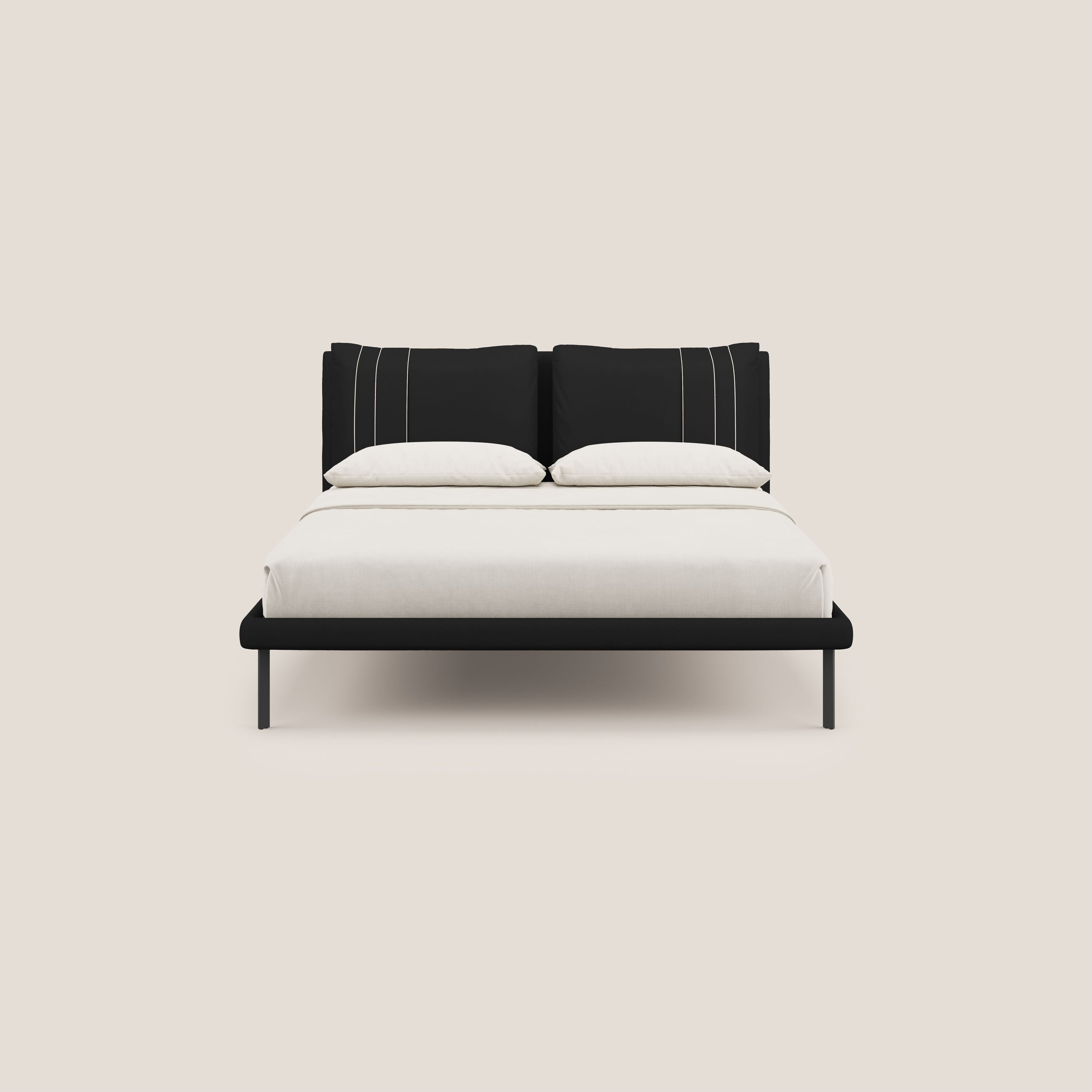 Giselle letto moderno con cuscini testata regolabili con tasche in microfibra impermeabile T11 nero - divani.store