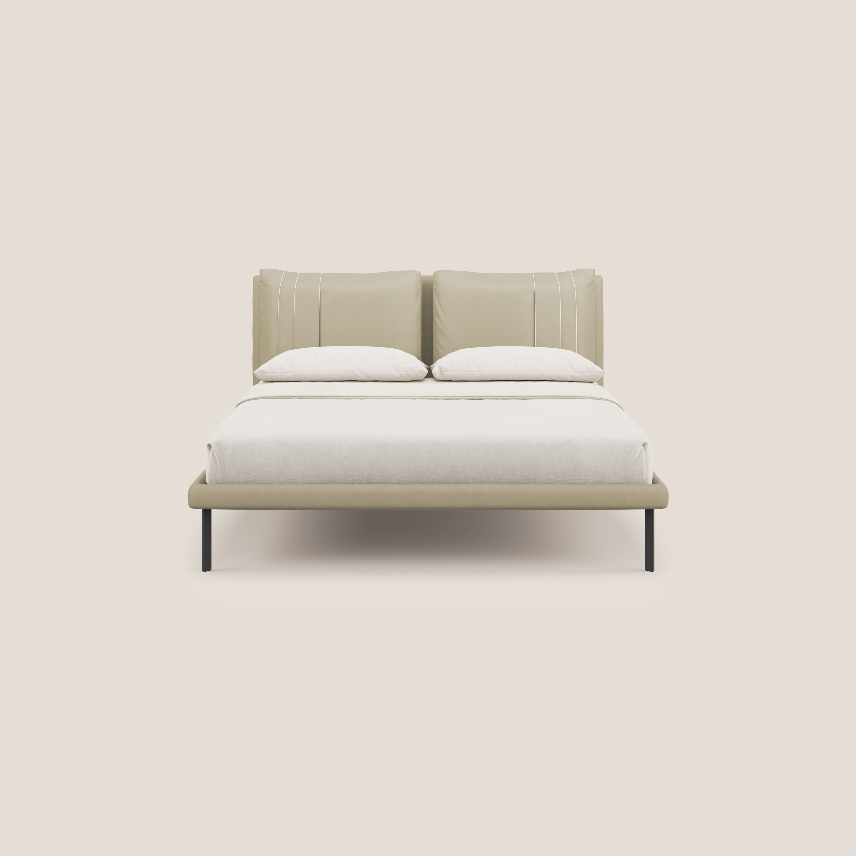Giselle letto moderno con cuscini testata regolabili con tasche in microfibra impermeabile T11 panna - divani.store