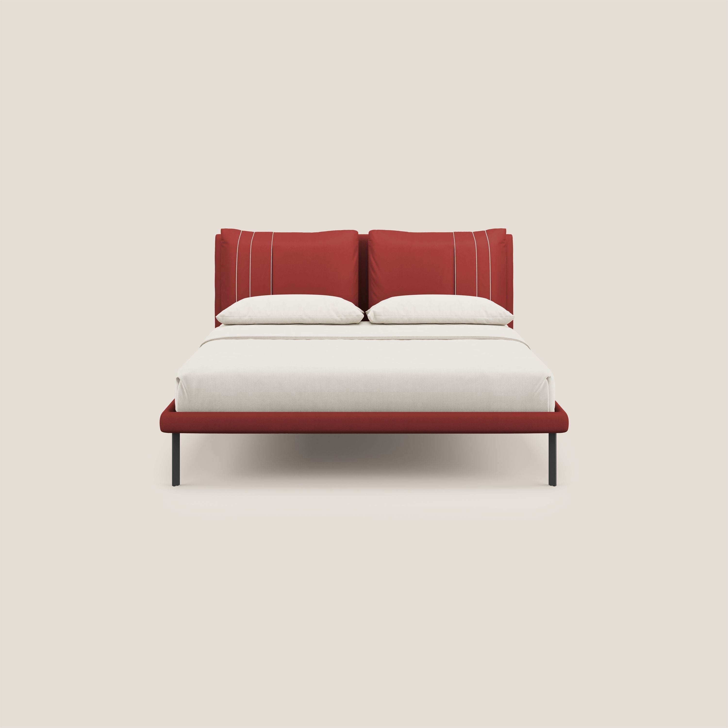 Giselle letto moderno con cuscini testata regolabili con tasche in microfibra impermeabile T11 rosso - divani.store