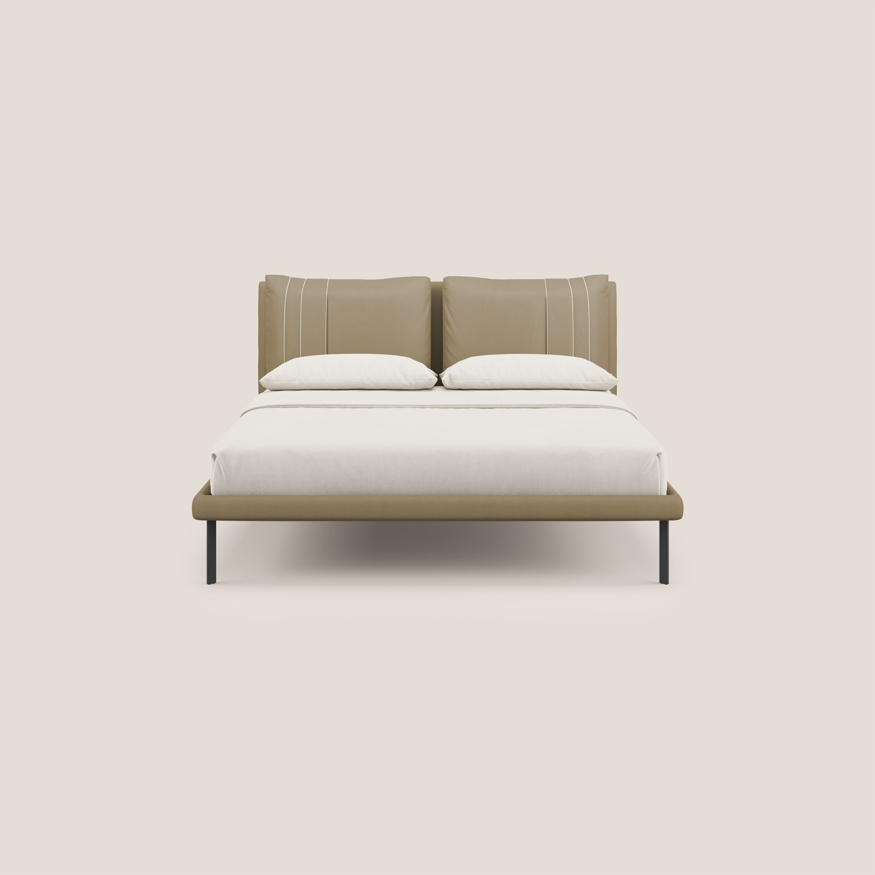 Giselle letto moderno con cuscini testata regolabili con tasche in microfibra impermeabile T11 beige - divani.store