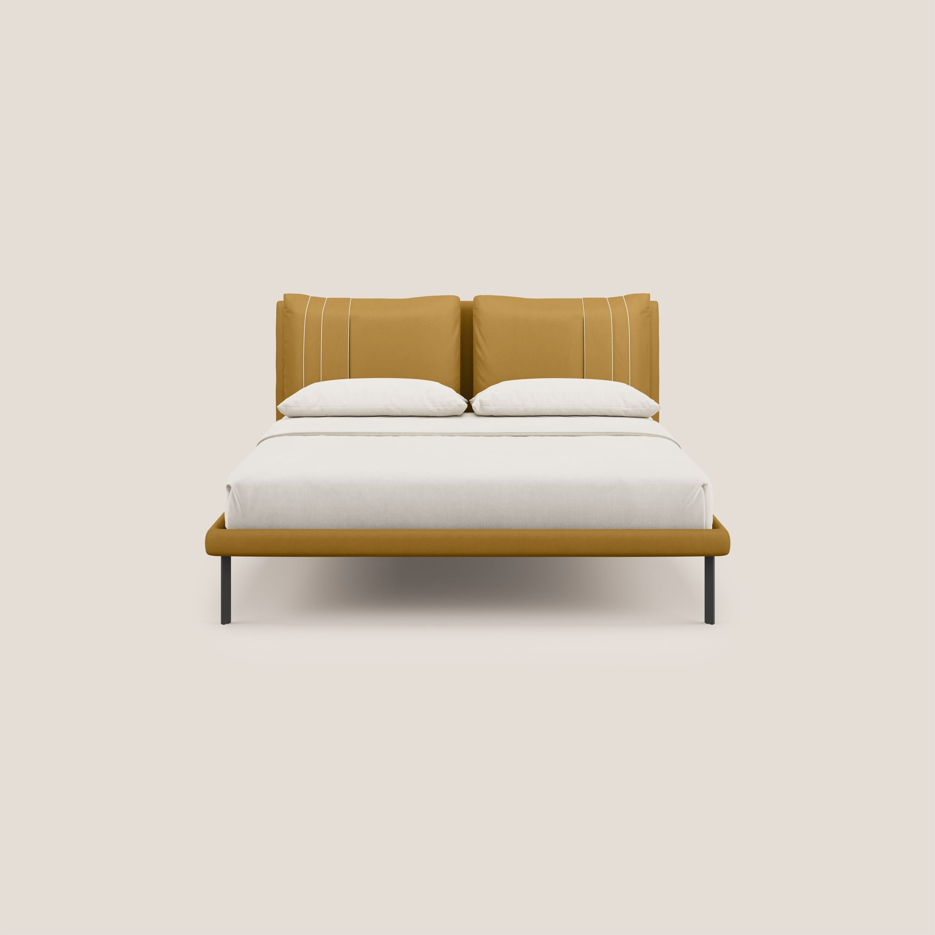 Giselle letto moderno con cuscini testata regolabili con tasche in microfibra impermeabile T11 giallo - divani.store