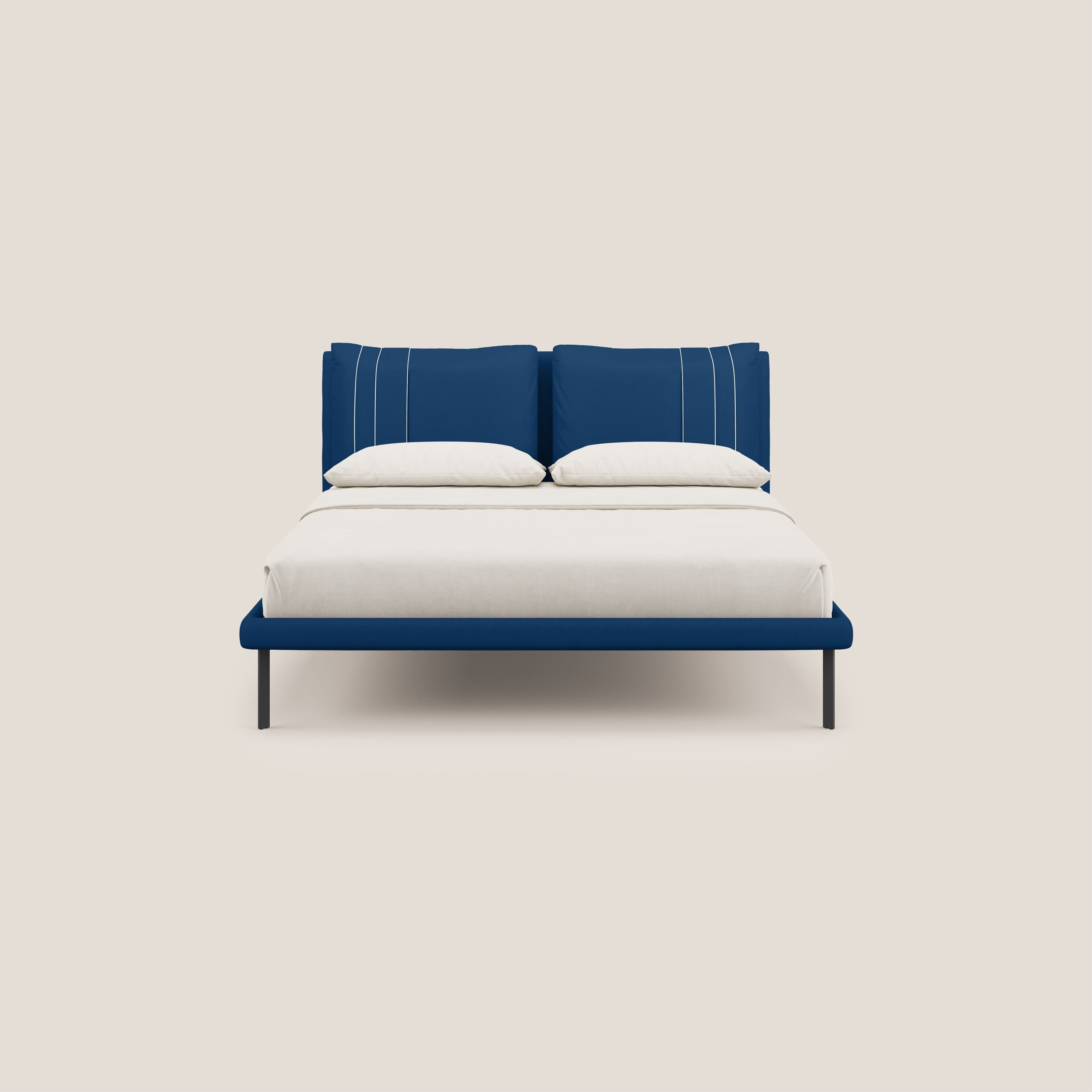 Giselle letto moderno con cuscini testata regolabili con tasche in microfibra impermeabile T11 blu - divani.store