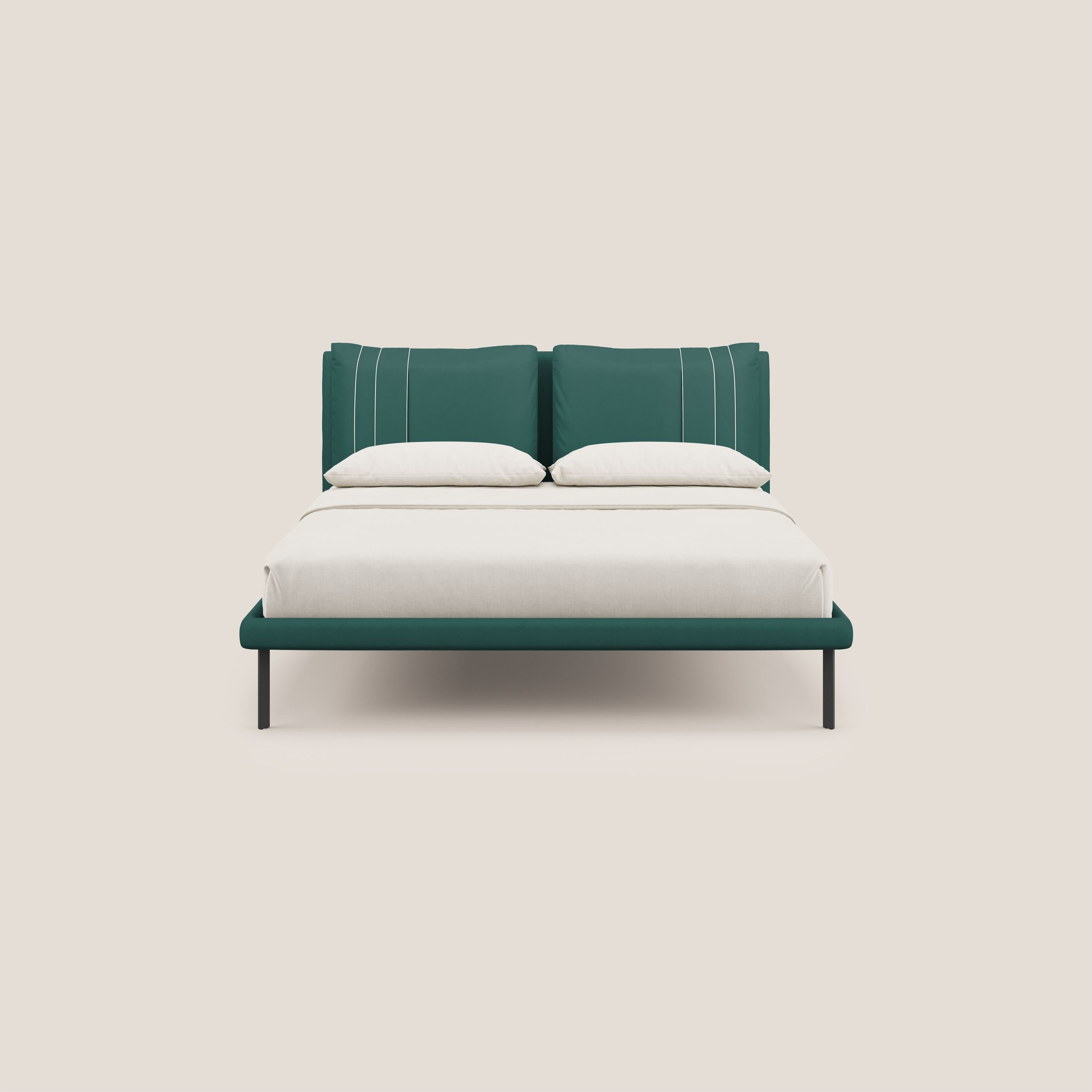 Giselle letto moderno con cuscini testata regolabili con tasche in microfibra impermeabile T11 petrolio - divani.store