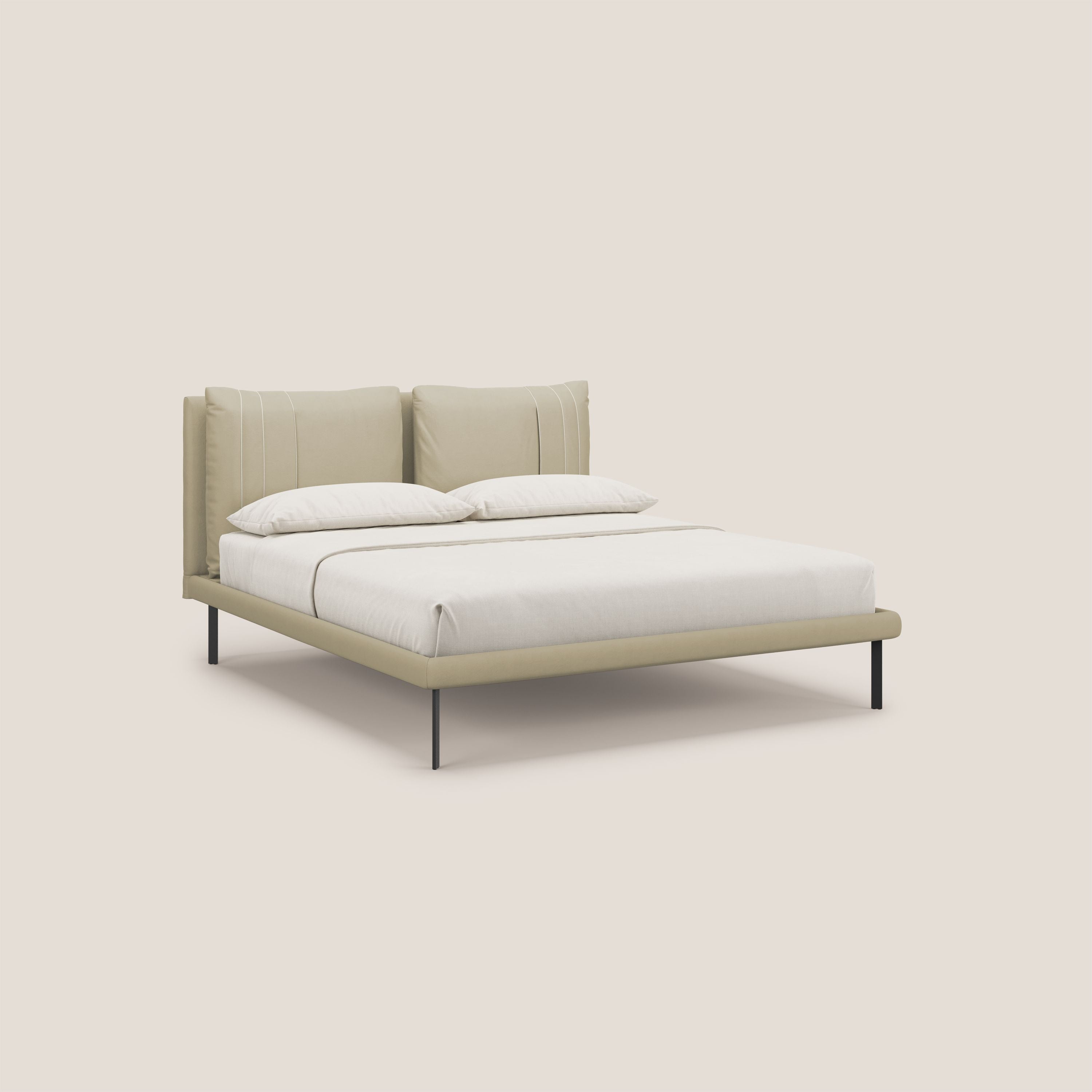 Giselle letto moderno con cuscini testata regolabili con tasche in microfibra impermeabile T11 panna - divani.store