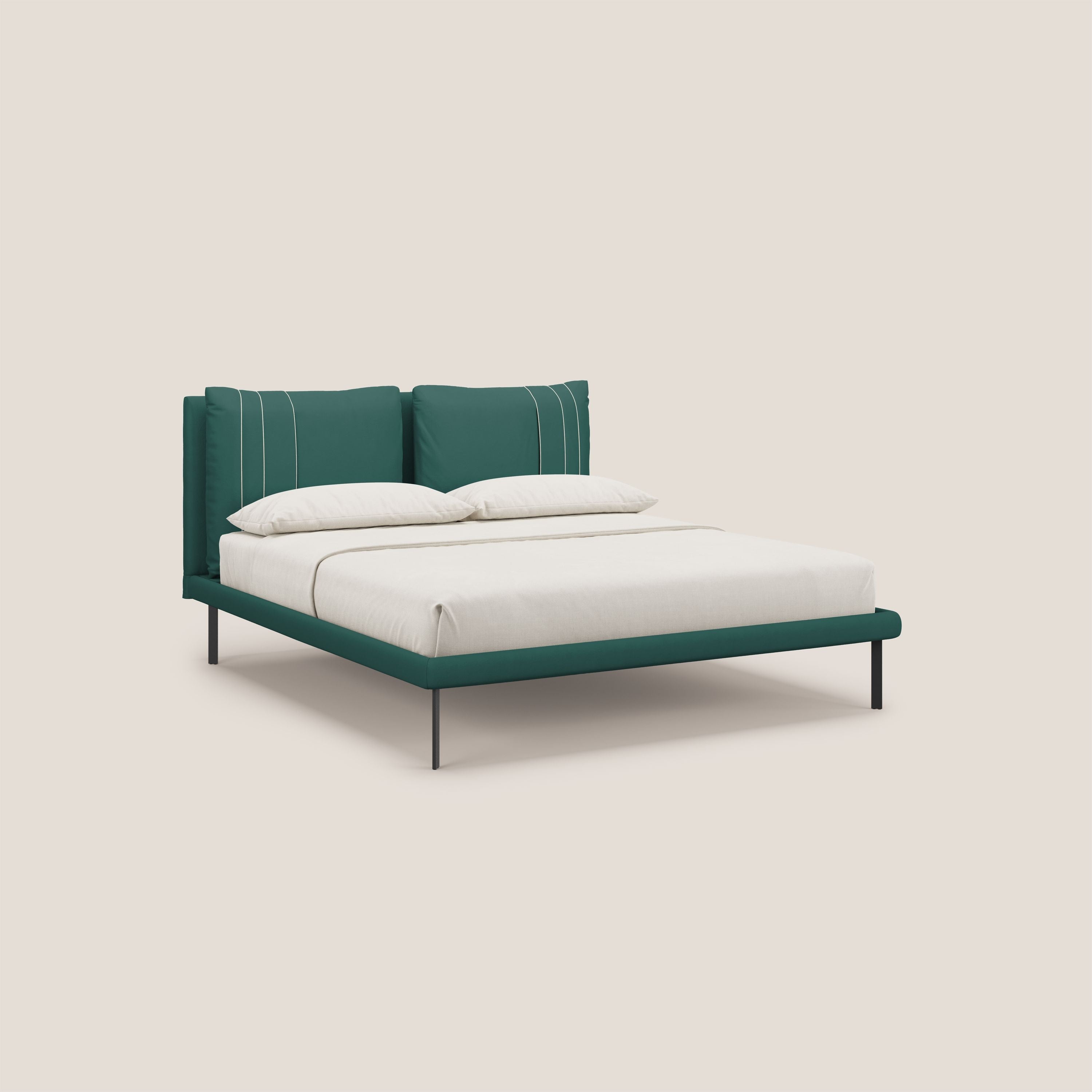 Giselle letto moderno con cuscini testata regolabili con tasche in microfibra impermeabile T11 petrolio - divani.store