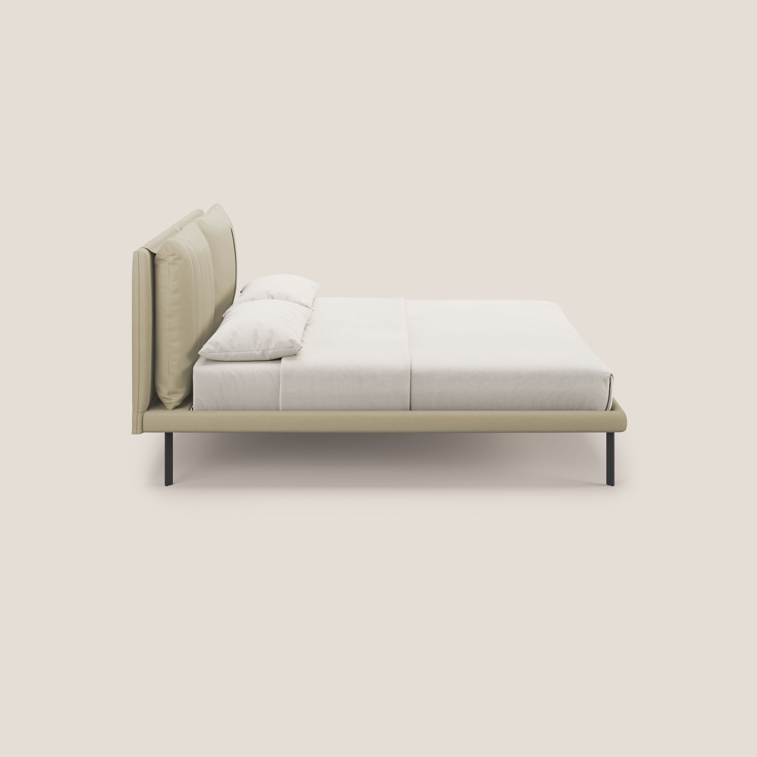 Giselle letto moderno con cuscini testata regolabili con tasche in microfibra impermeabile T11 panna - divani.store