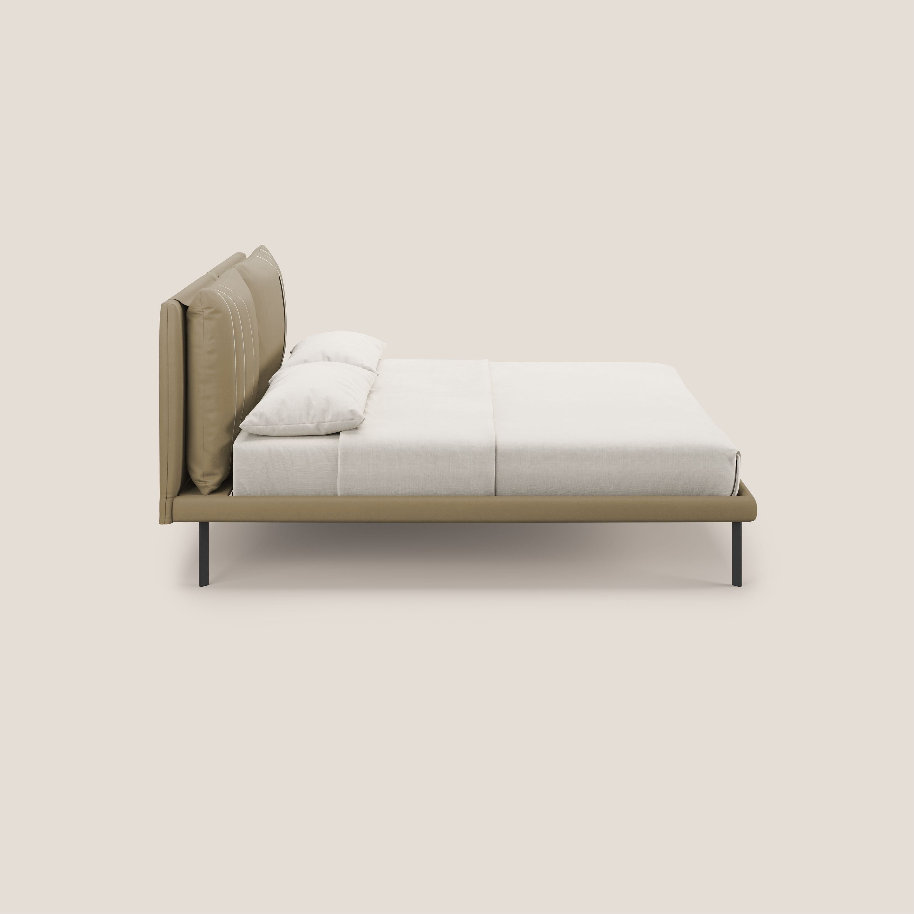 Giselle letto moderno con cuscini testata regolabili con tasche in microfibra impermeabile T11 beige - divani.store