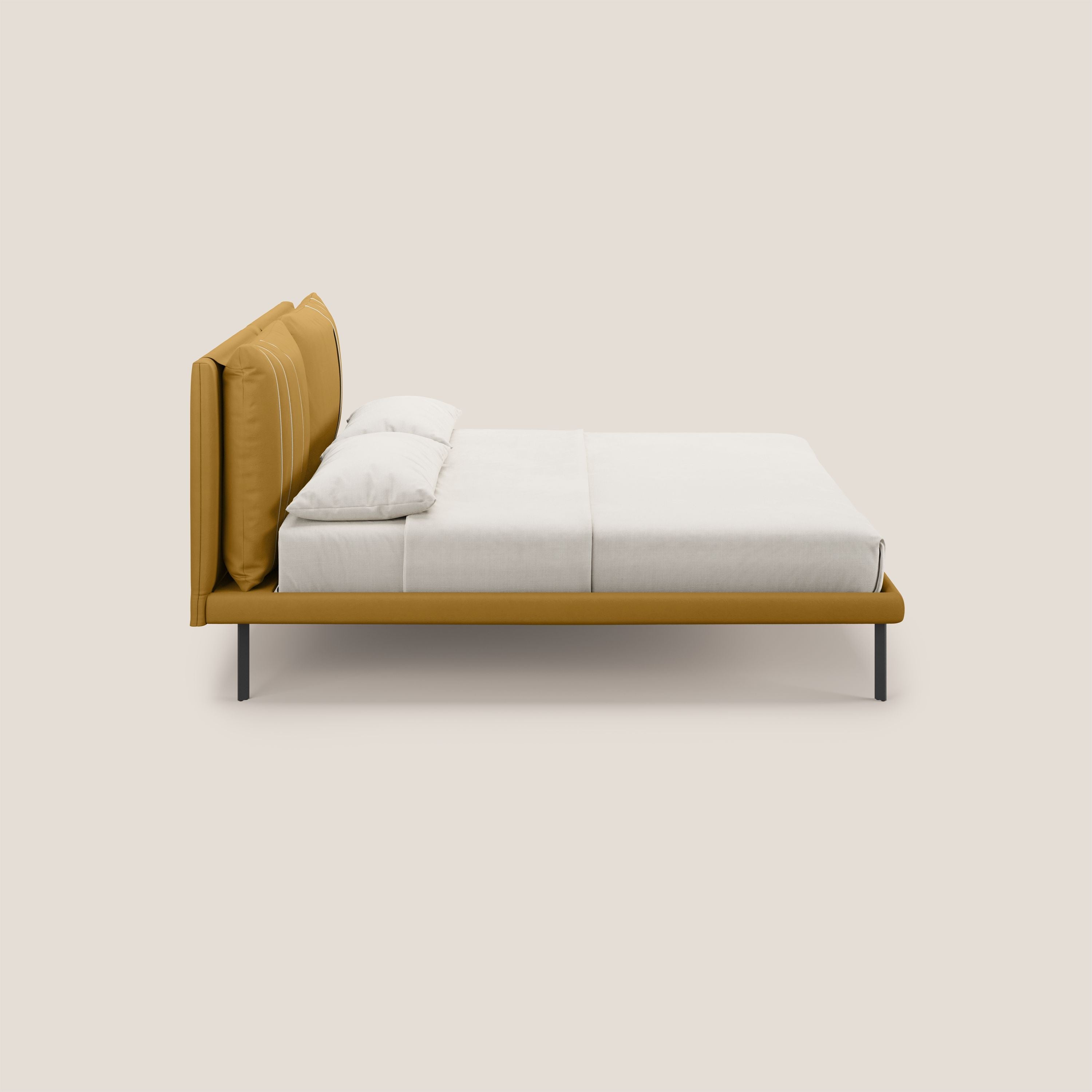 Giselle letto moderno con cuscini testata regolabili con tasche in microfibra impermeabile T11 giallo - divani.store