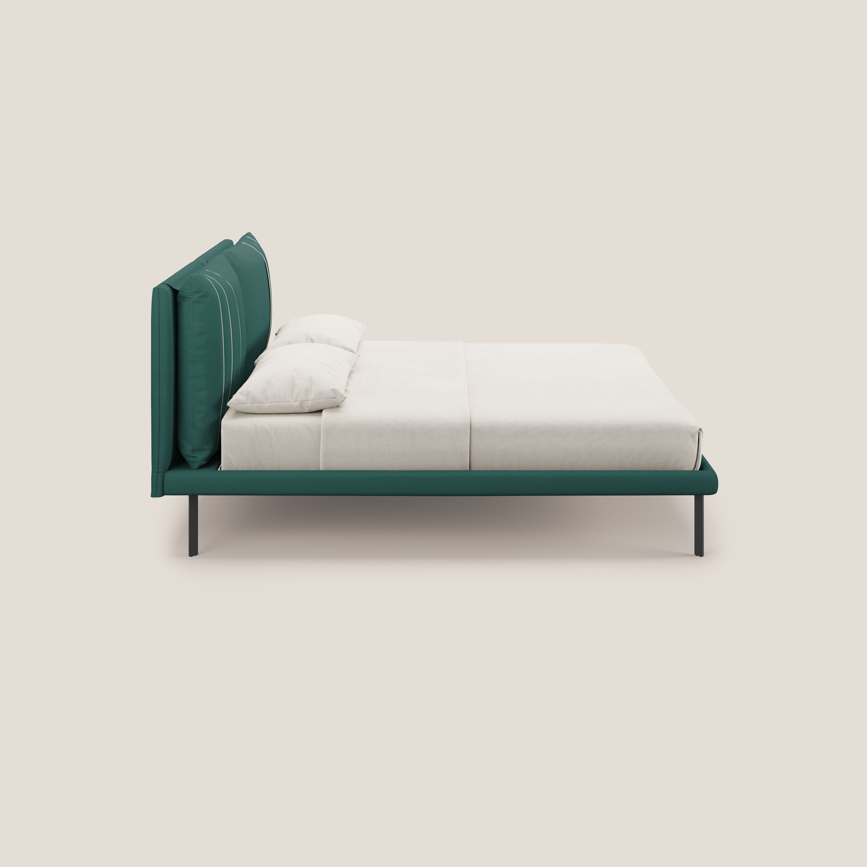 Giselle letto moderno con cuscini testata regolabili con tasche in microfibra impermeabile T11 petrolio - divani.store