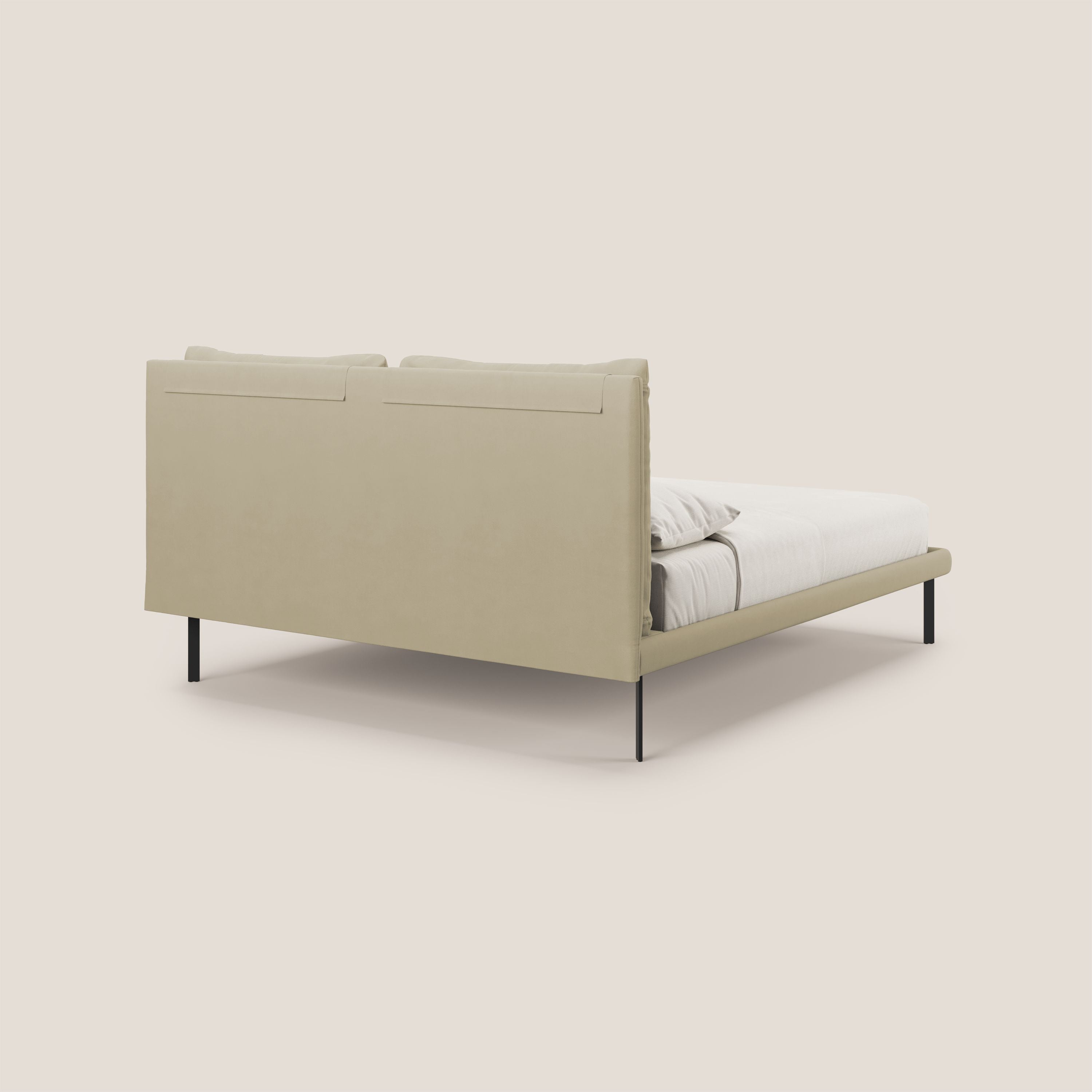 Giselle letto moderno con cuscini testata regolabili con tasche in microfibra impermeabile T11 panna - divani.store