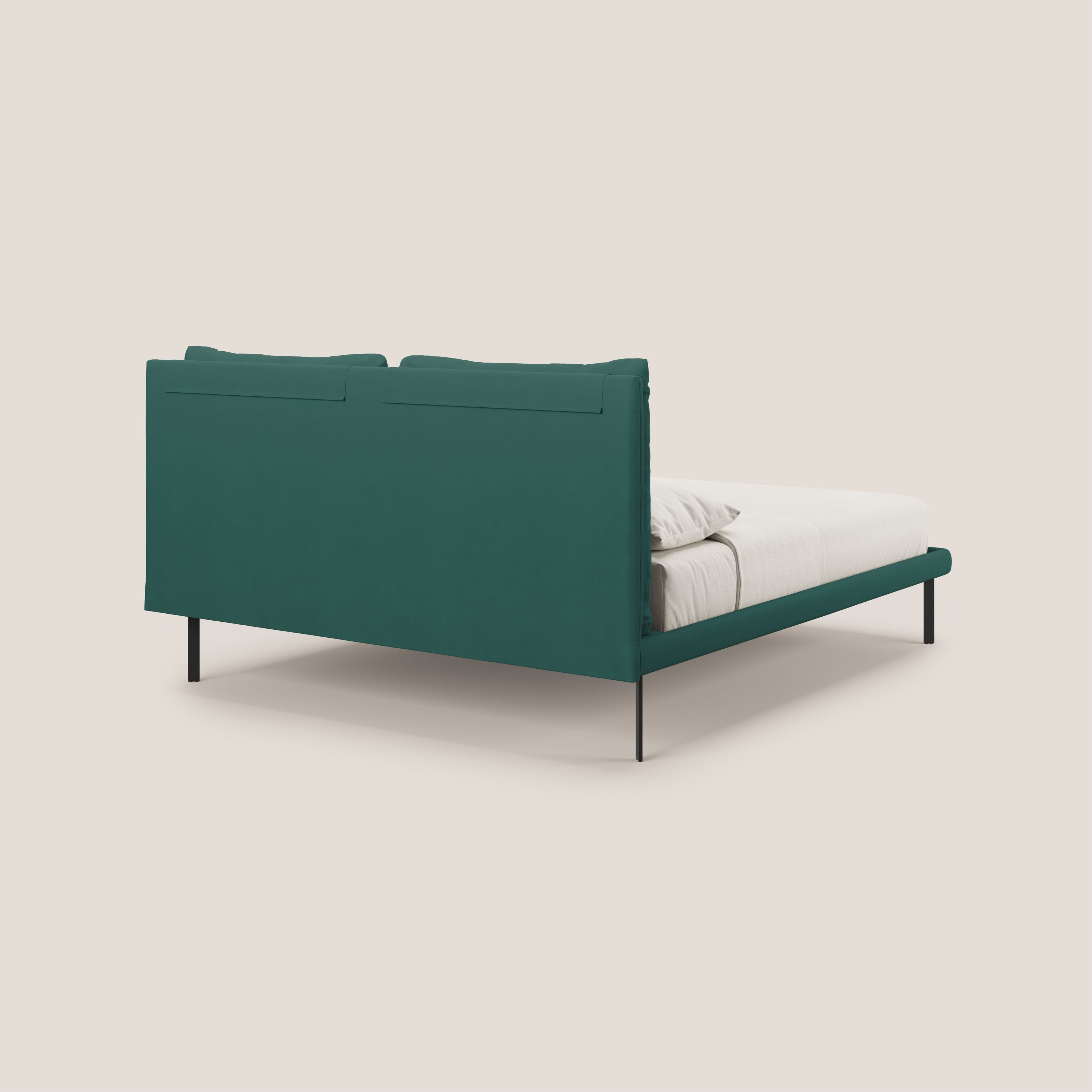 Giselle letto moderno con cuscini testata regolabili con tasche in microfibra impermeabile T11 petrolio - divani.store