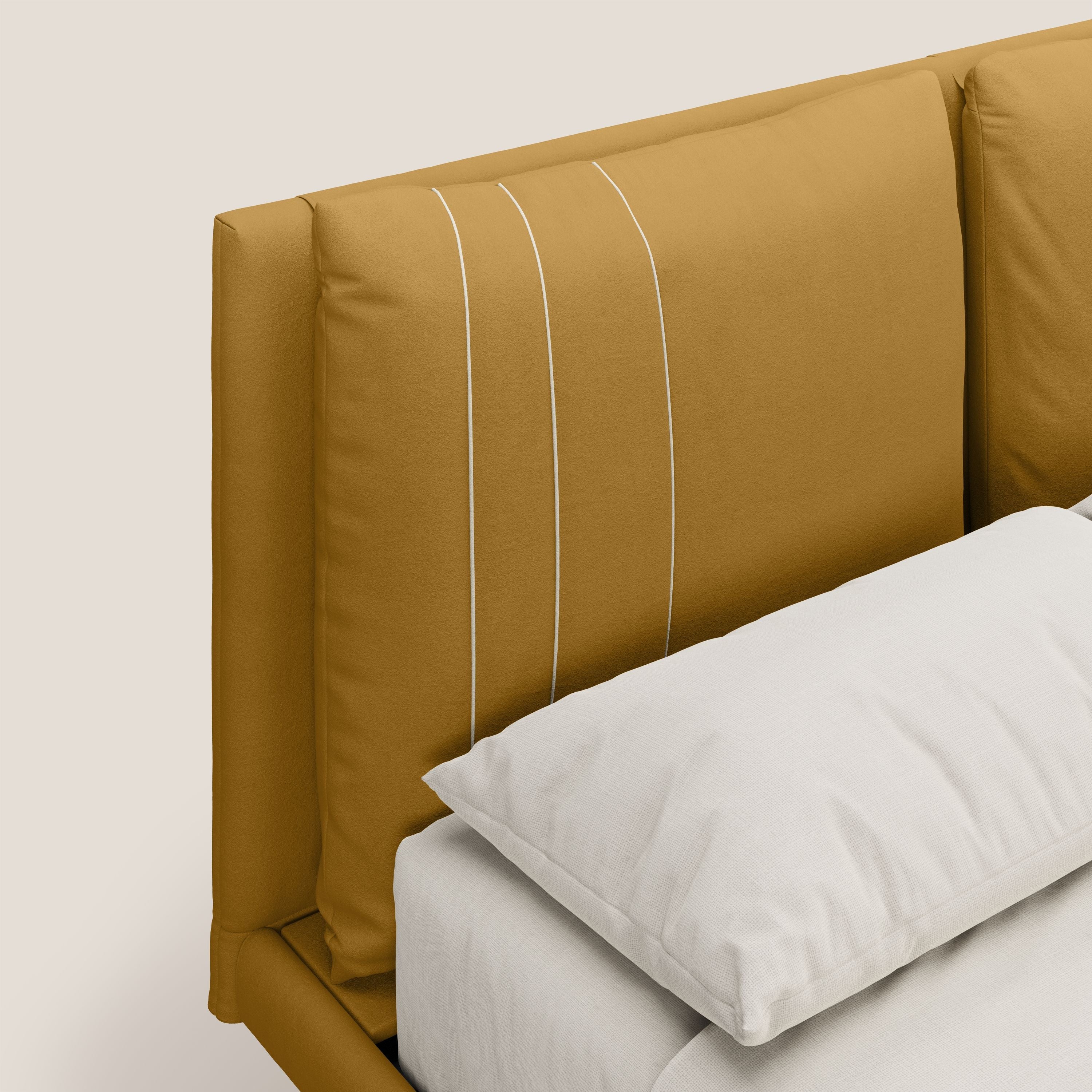 Giselle letto moderno con cuscini testata regolabili con tasche in microfibra impermeabile T11 giallo - divani.store