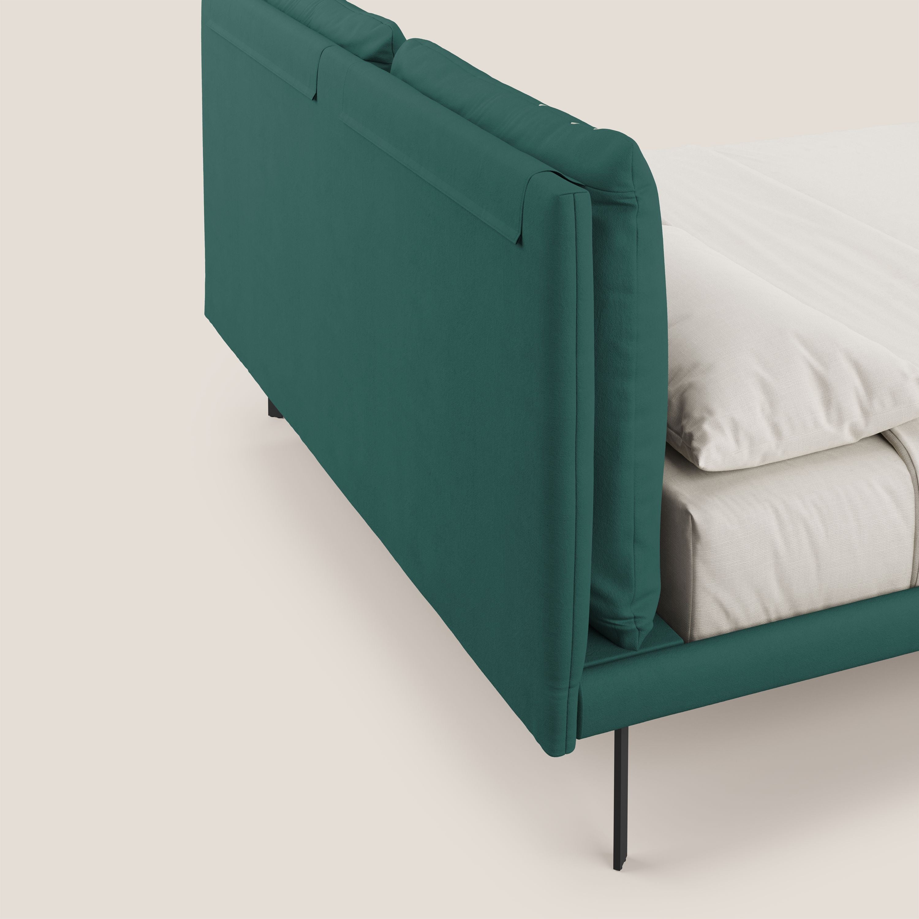 Giselle letto moderno con cuscini testata regolabili con tasche in microfibra impermeabile T11 petrolio - divani.store