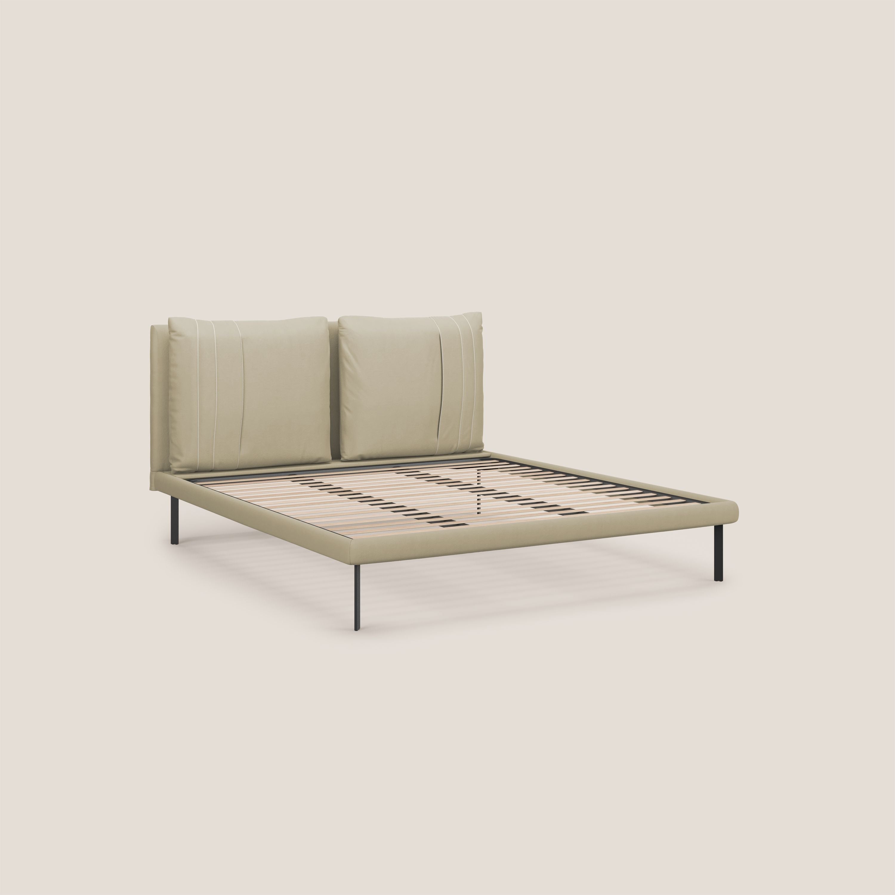 Giselle letto moderno con cuscini testata regolabili con tasche in microfibra impermeabile T11 panna - divani.store