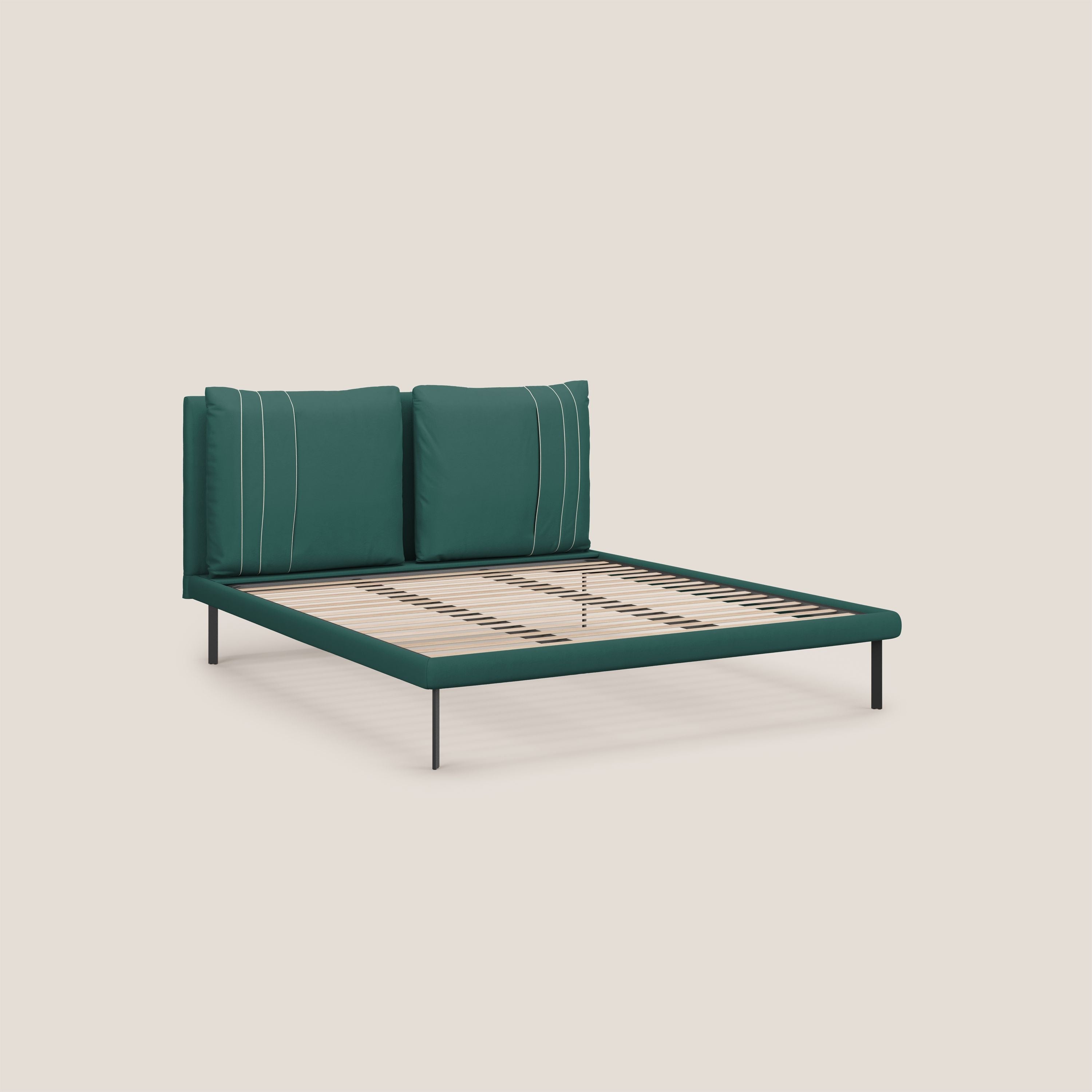 Giselle letto moderno con cuscini testata regolabili con tasche in microfibra impermeabile T11 petrolio - divani.store