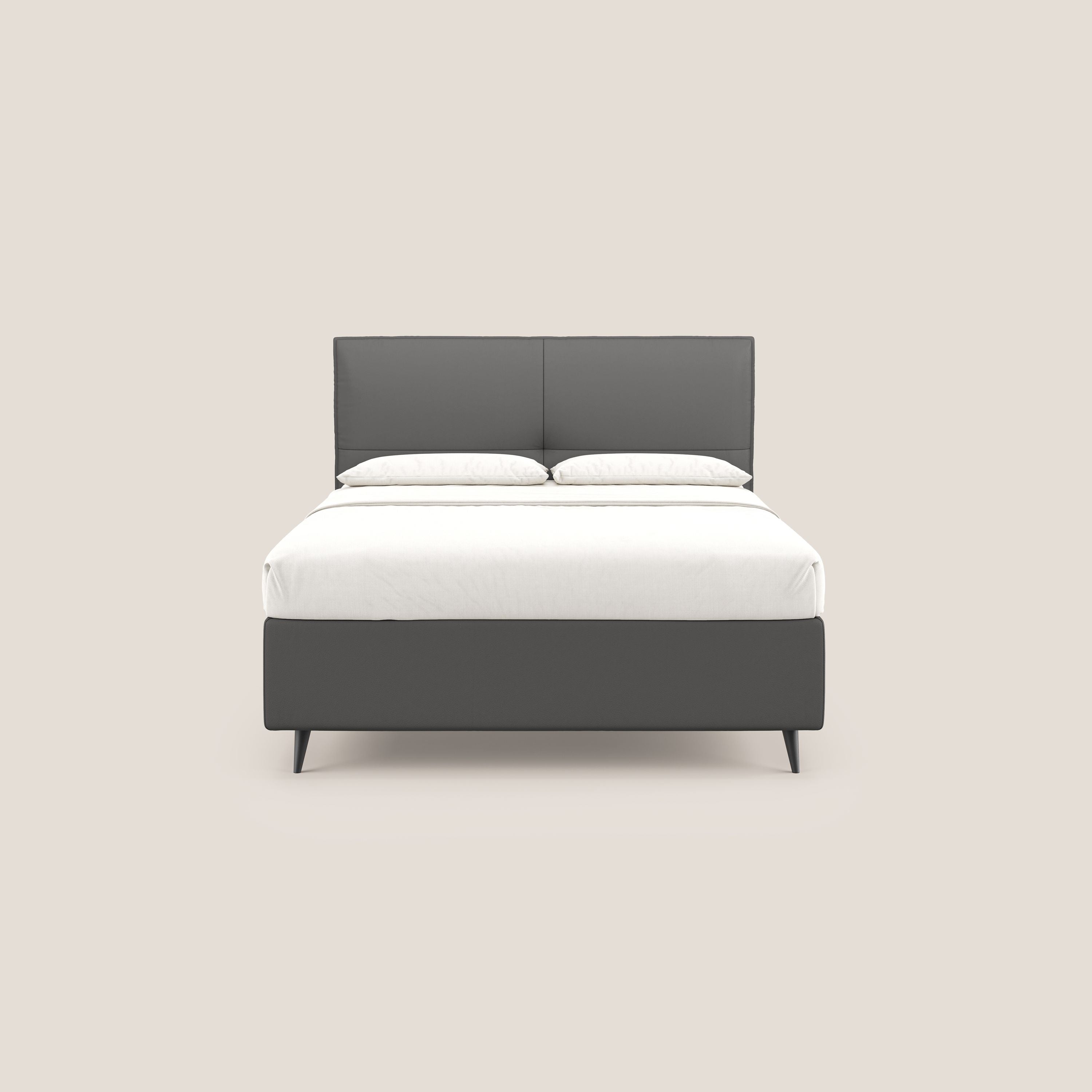 Greta letto contenitore dimensioni SLIM con testata trapuntata in ecopelle impermeabile T04 antracite - divani.store