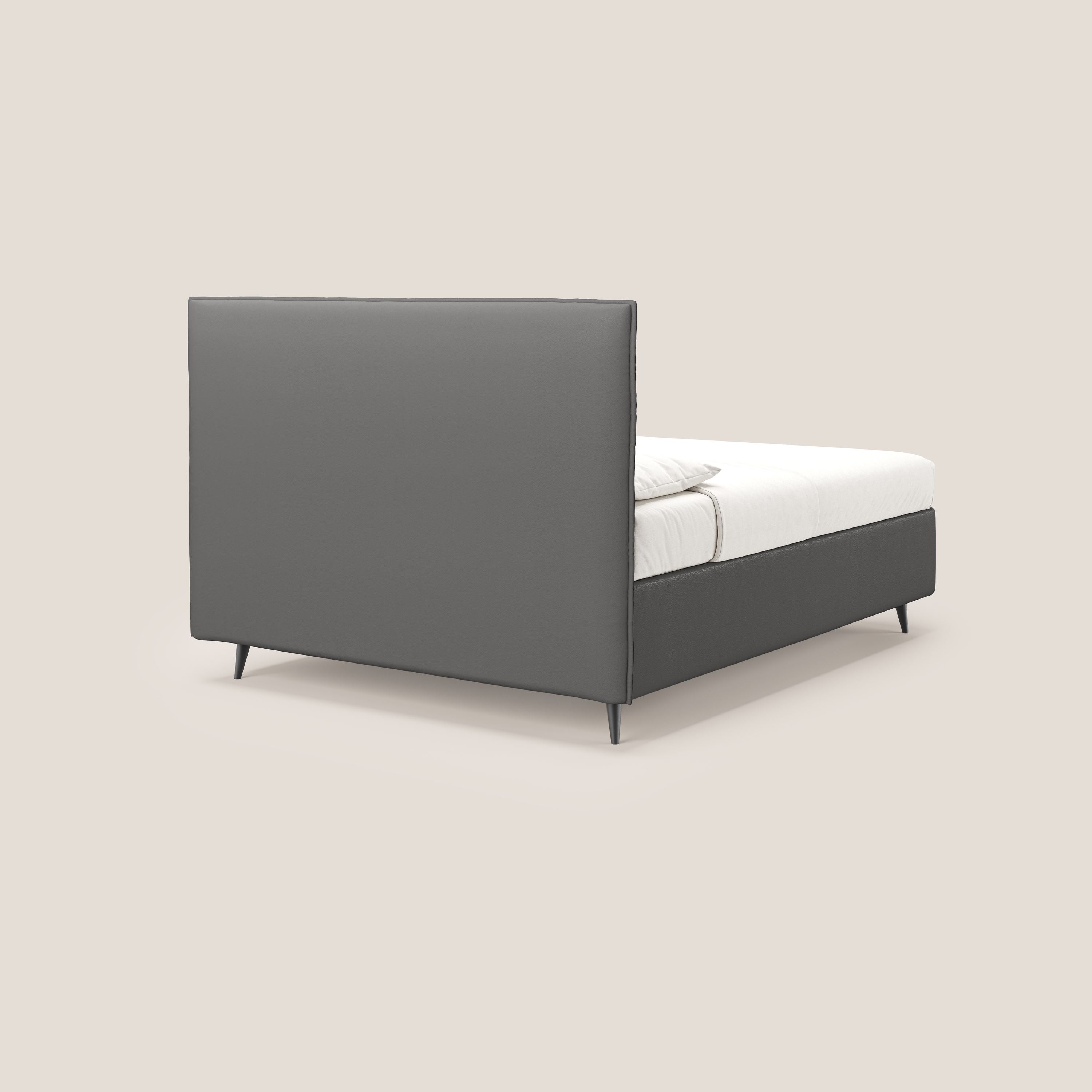 Greta letto contenitore dimensioni SLIM con testata trapuntata in ecopelle impermeabile T04 antracite - divani.store