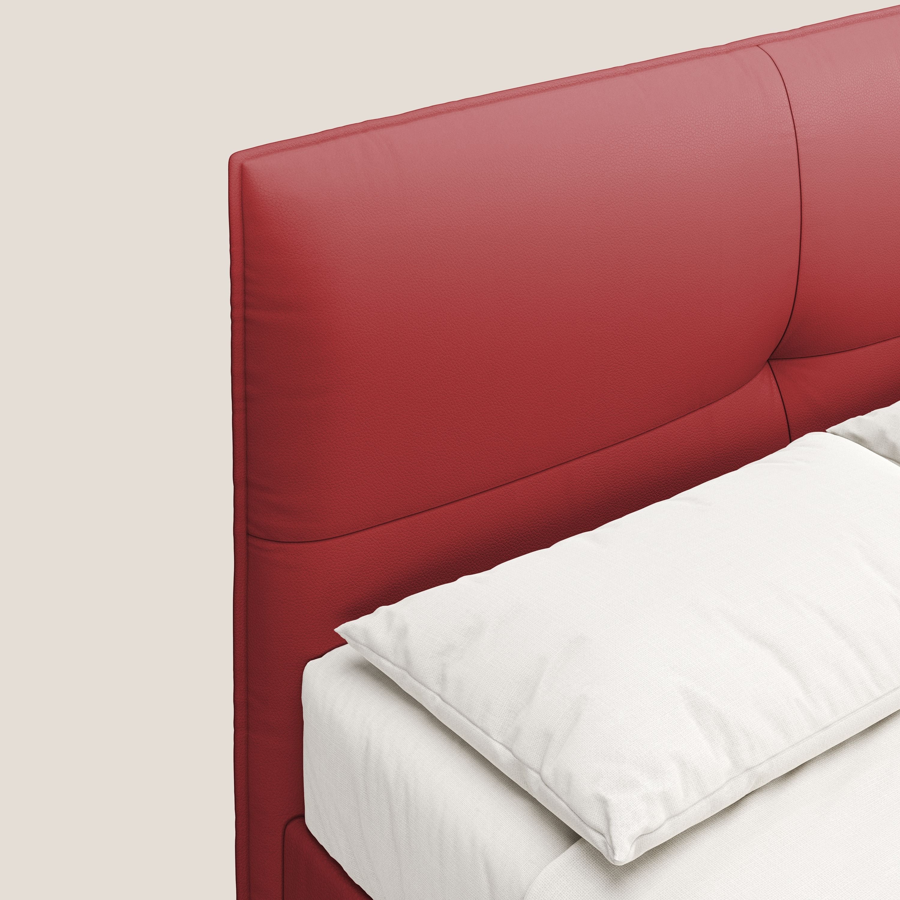 Greta letto contenitore dimensioni SLIM con testata trapuntata in ecopelle impermeabile T04 rosso - divani.store