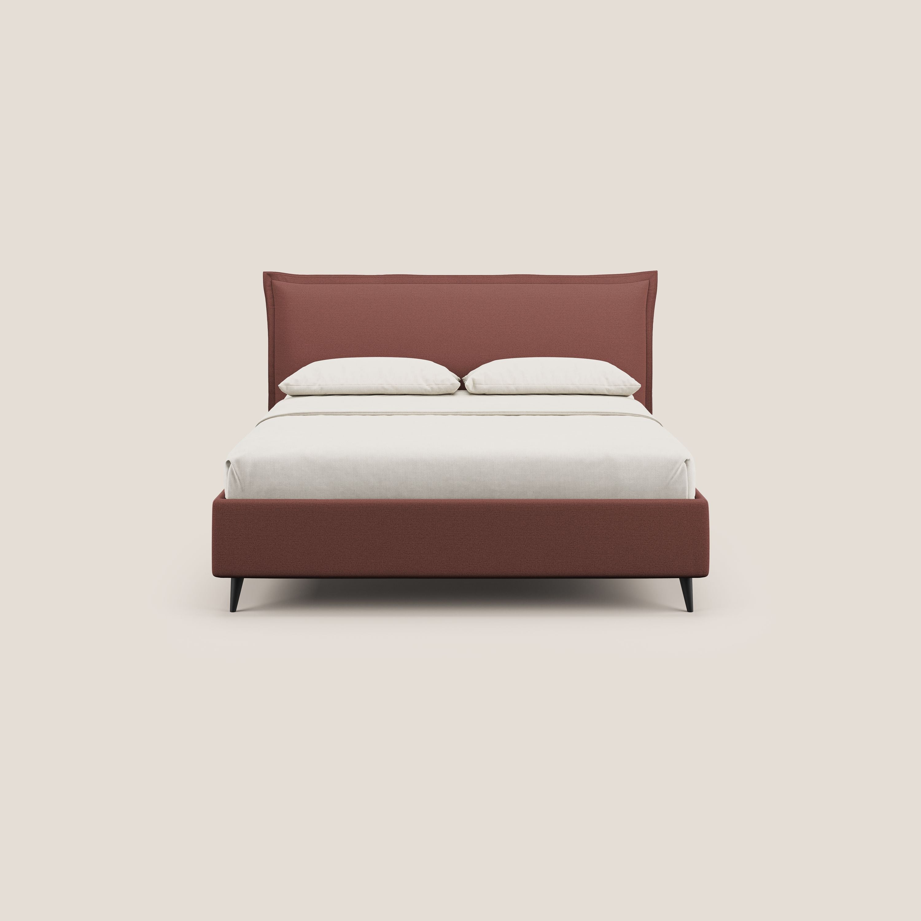 Hans letto contenitore imbottito minimal in tessuto simil cotone impermeabile T19 salmone - divani.store