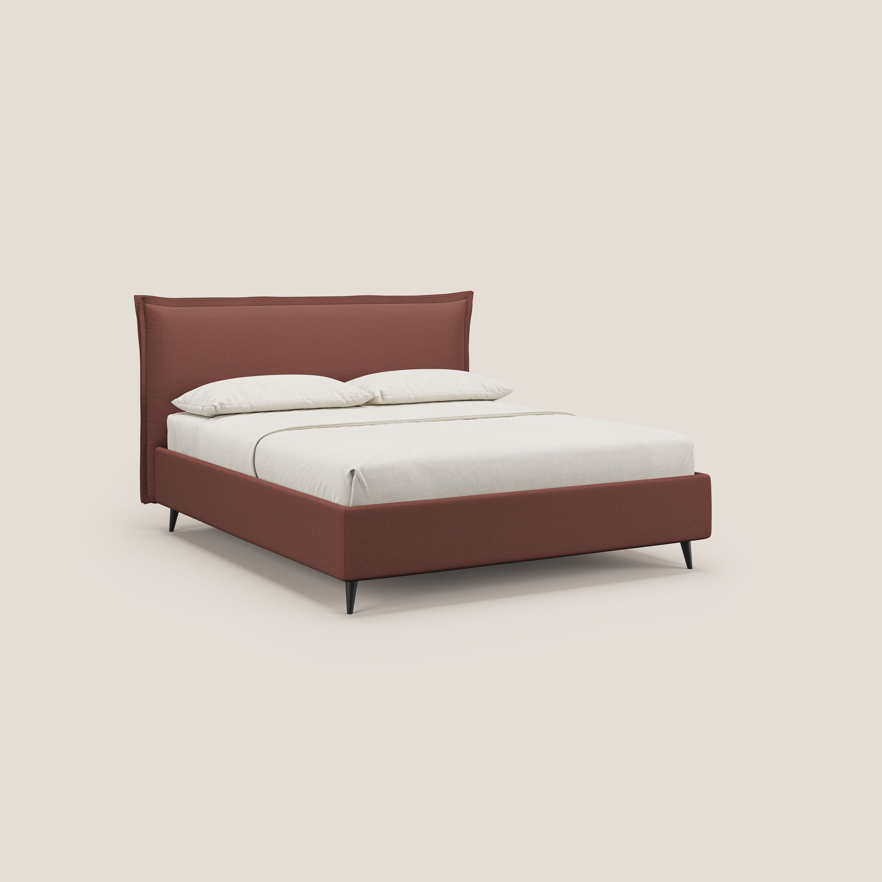 Hans letto contenitore imbottito minimal in tessuto simil cotone impermeabile T19 salmone - divani.store