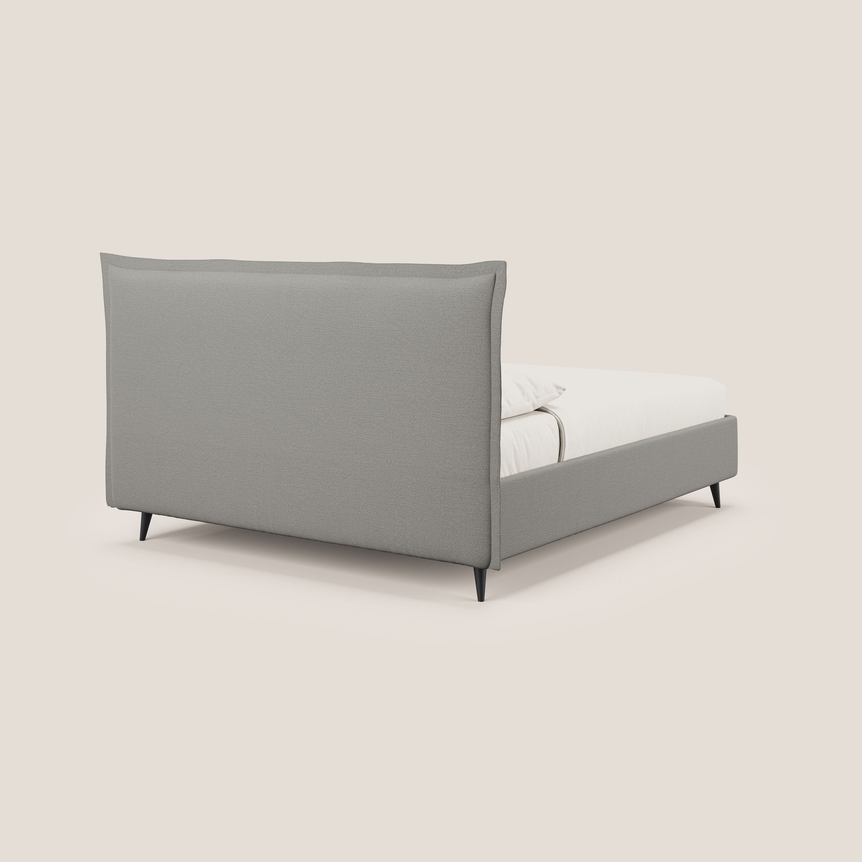 Hans letto contenitore imbottito minimal in tessuto simil cotone impermeabile T19 beige - divani.store