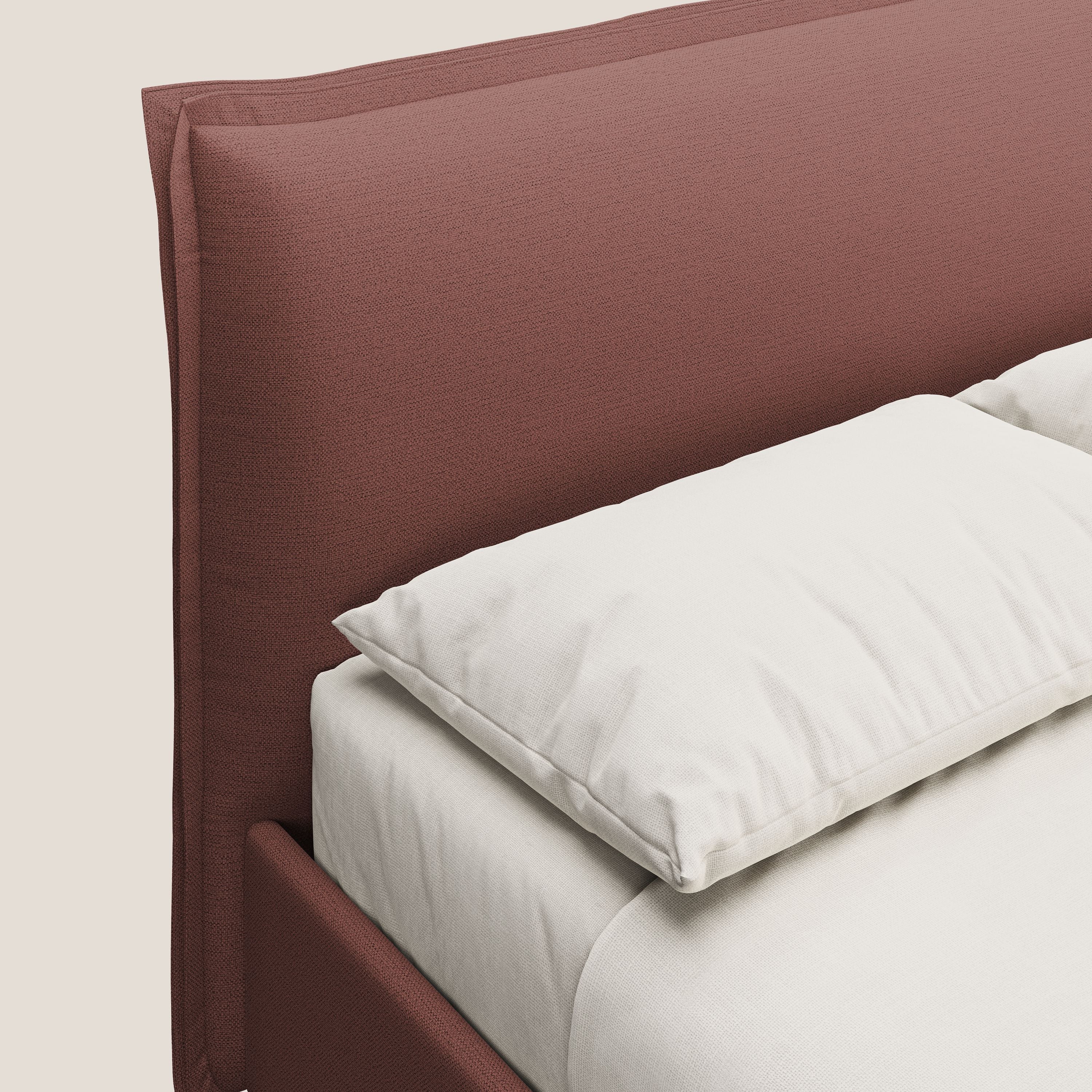 Hans letto contenitore imbottito minimal in tessuto simil cotone impermeabile T19 salmone - divani.store