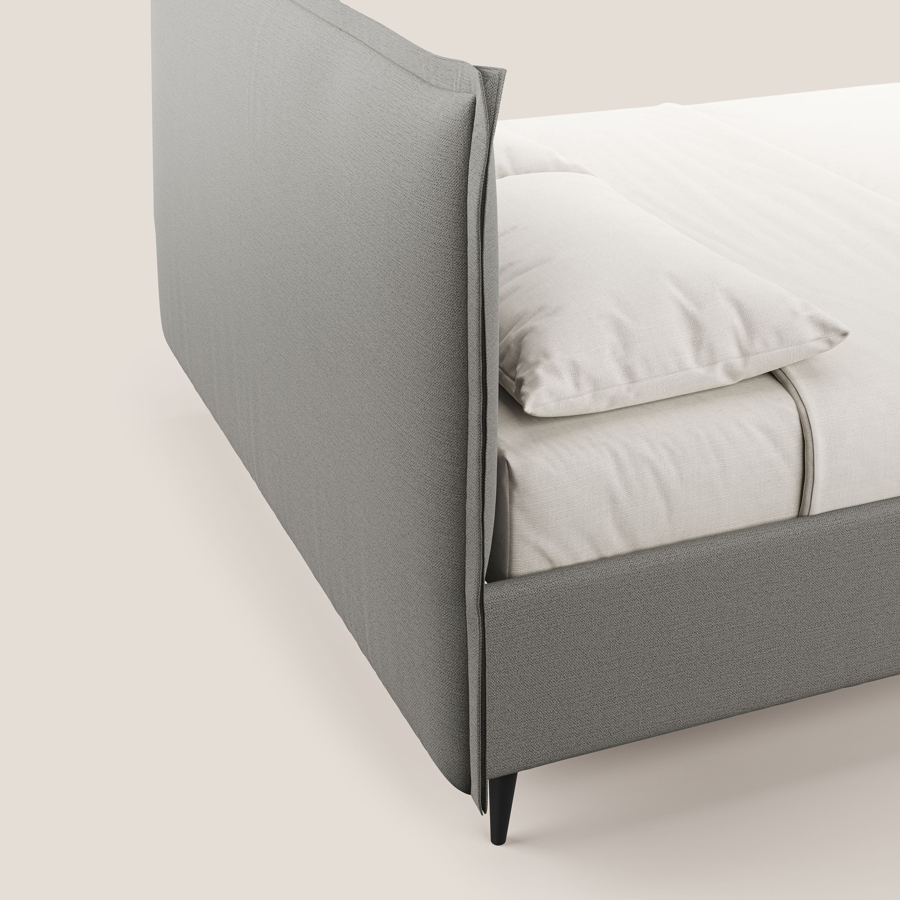 Hans letto contenitore imbottito minimal in tessuto simil cotone impermeabile T19 beige - divani.store